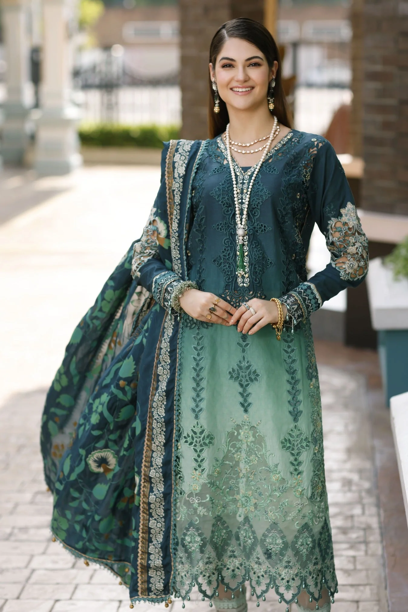 Saadia Asad Eid Handwork Schiffli Laserkari Lawn Collection 2023 – D3-Zalia - Image 3