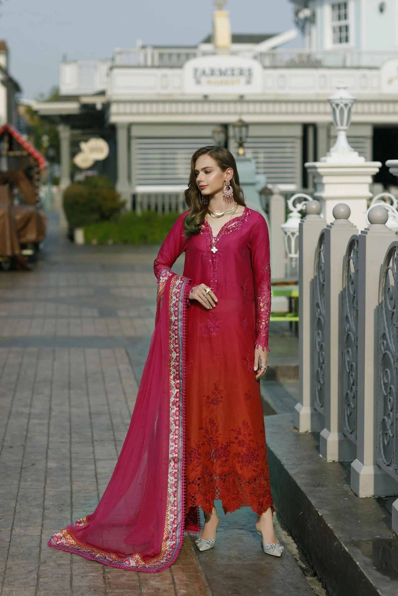 Saadia Asad Eid Handwork Schiffli Laserkari Lawn Collection 2023 – D4-Rosa - Image 3