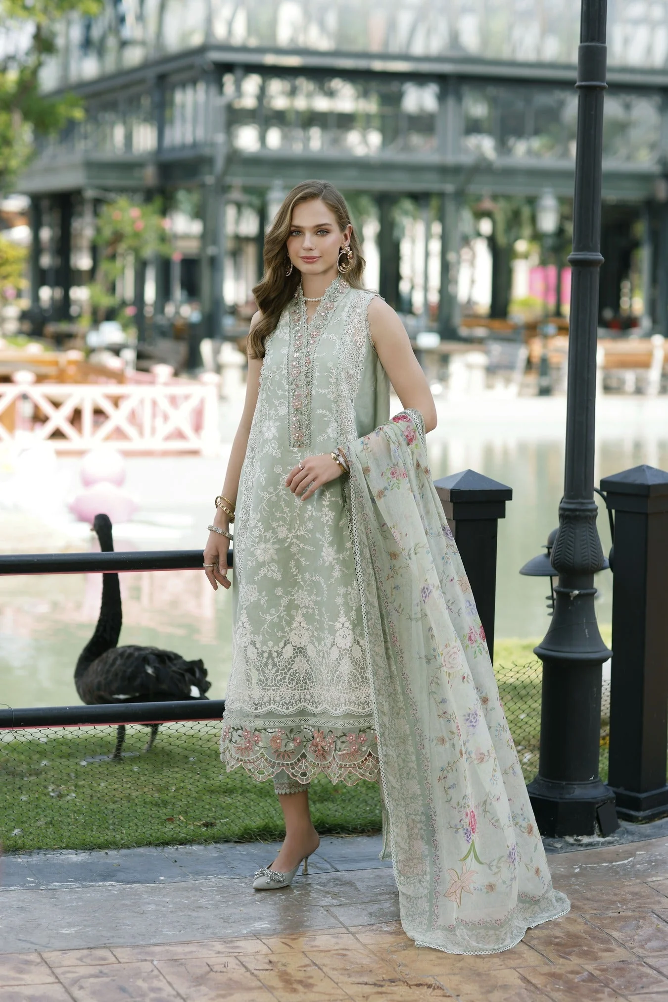 Saadia Asad Eid Handwork Schiffli Laserkari Lawn Collection 2023 – D5-Sabeena - Image 2