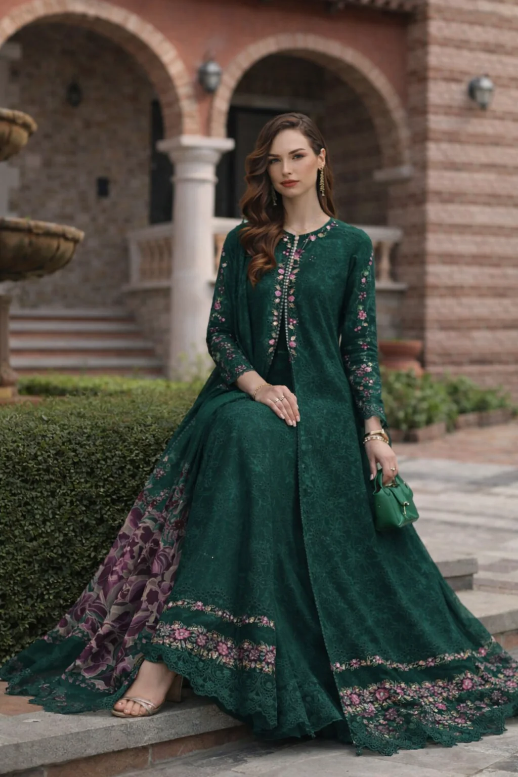 Saadia Asad Luxury Eid Schiffli Laserkari Lawn – D1 - A - Sorina - Image 2