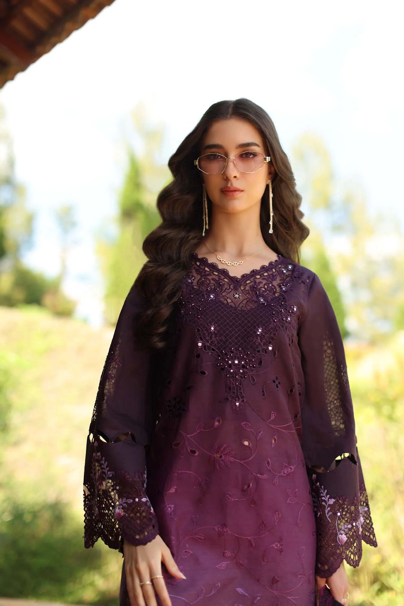 Saadia Asad Luxury Eid Schiffli Laserkari Lawn – D4 - B - Seraphine - Image 4