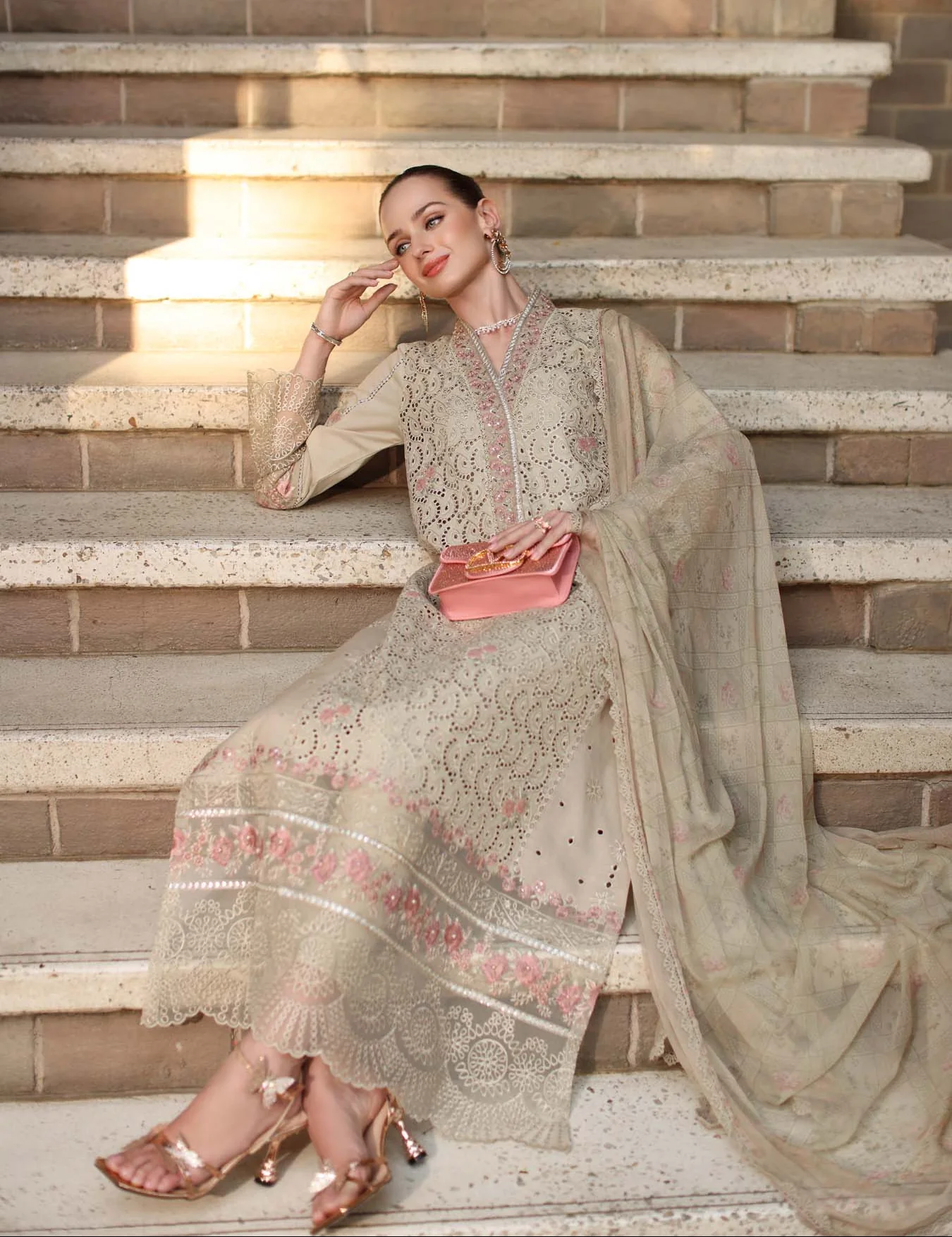 Saadia Asad Luxury Eid Schiffli Laserkari Lawn – D5 - A - Lunaria - Image 2
