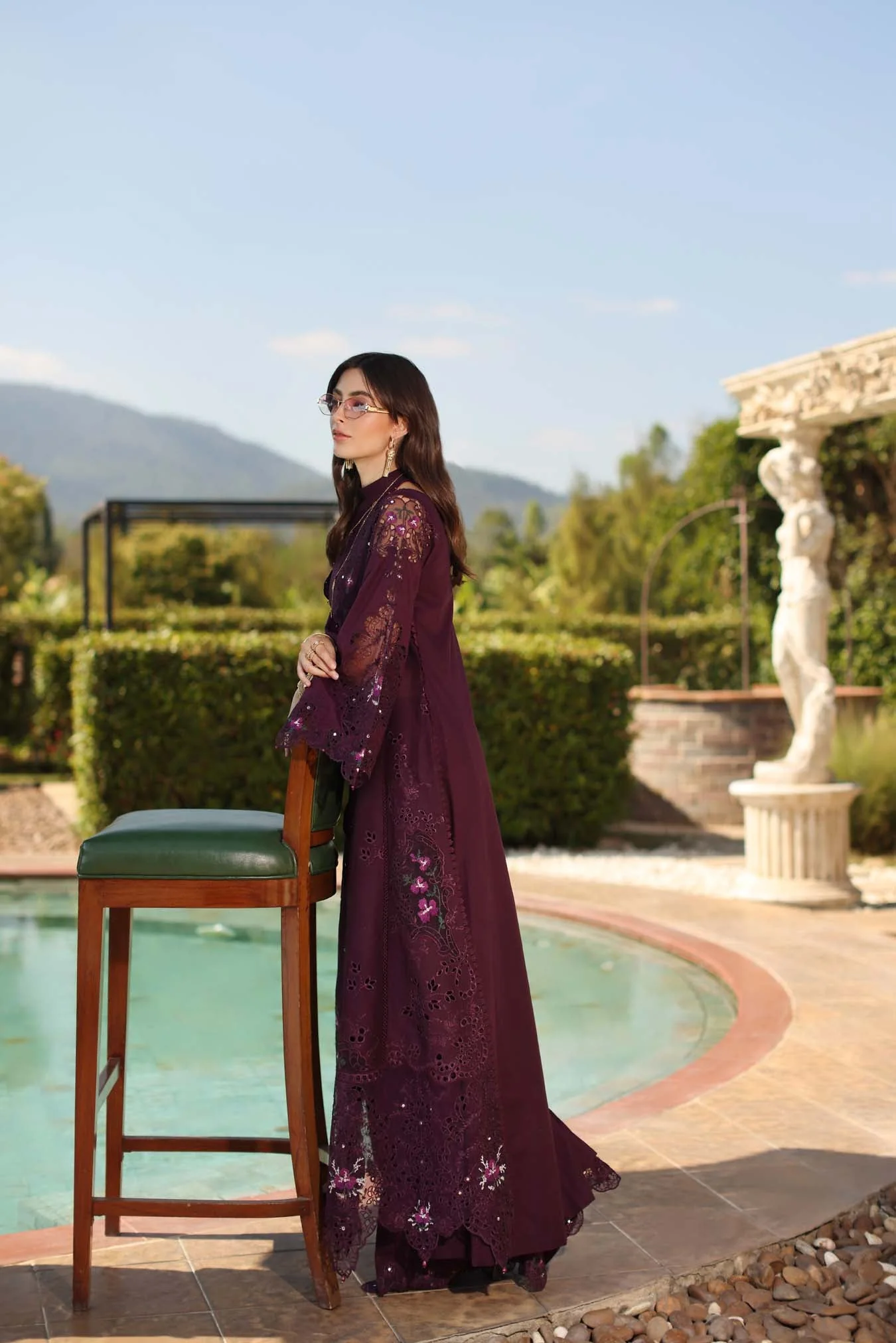 Saadia Asad Luxury Eid Schiffli Laserkari Lawn – D8 - B - Selene - Image 6