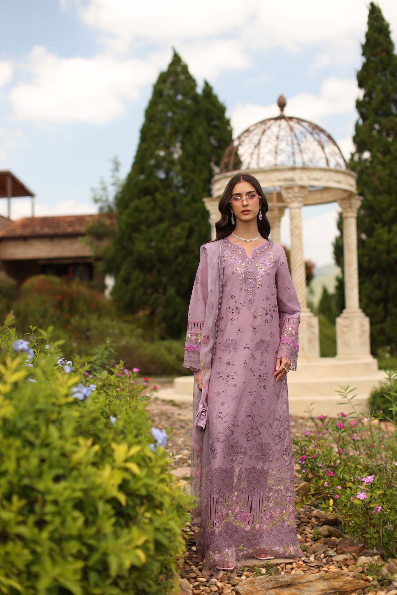 Saadia Asad Luxury Eid Schiffli Laserkari Lawn – D9 - A - Velisse - Image 4