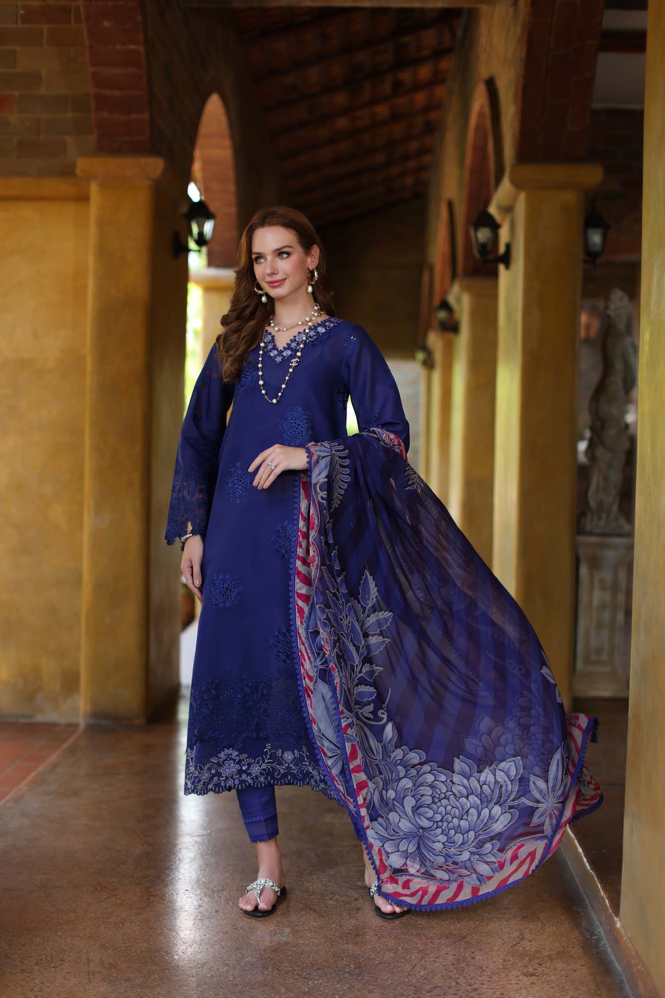 Saadia Asad Noor Eid Luxe Printkari Lawn – D12 - Image 3