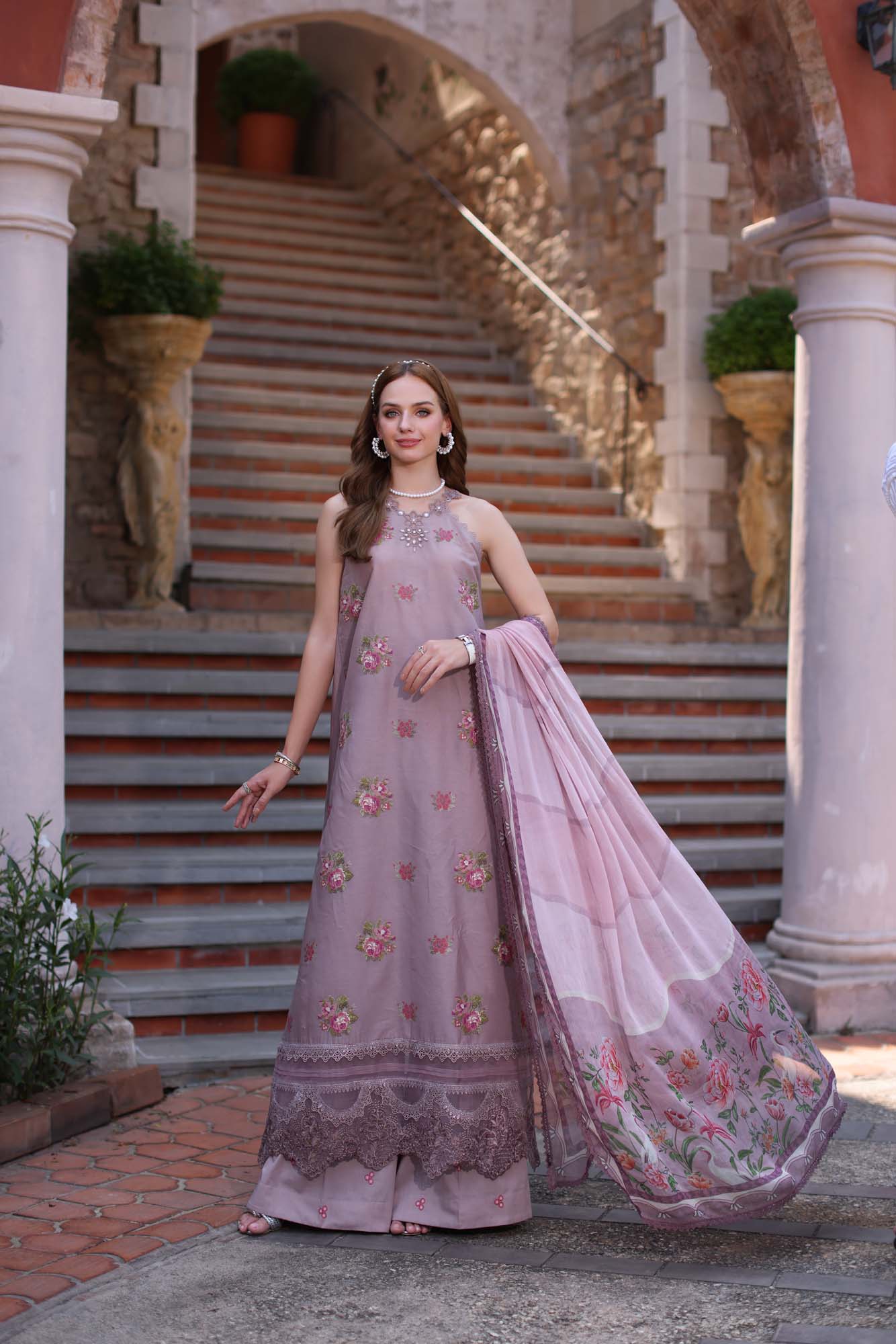 Saadia Asad Noor Eid Luxe Printkari Lawn – D4 - Image 2