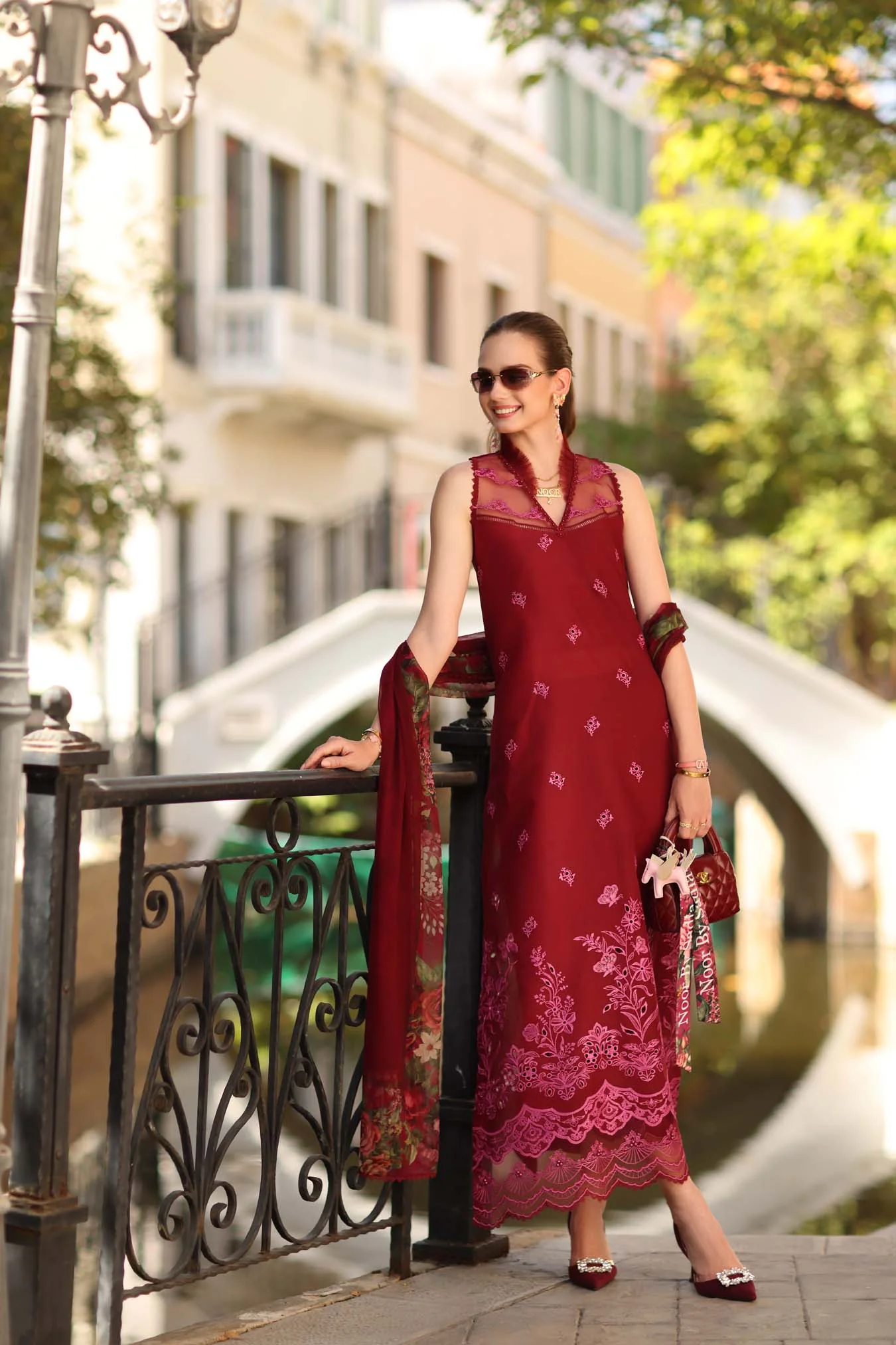 Saadia Asad Noor Eid Luxe Printskhaas Lawn – D1 - A - Ruby - Image 3