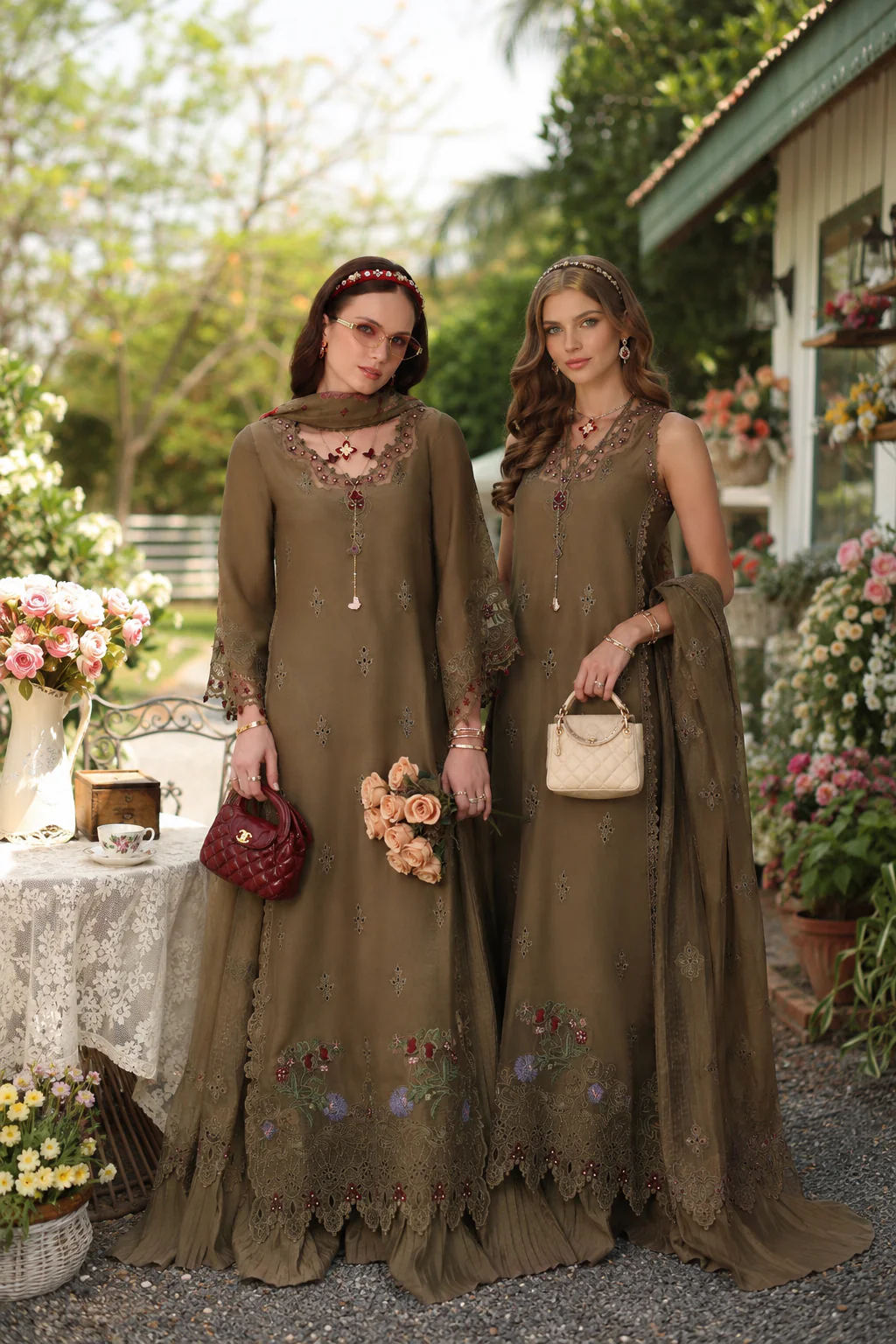 Saadia Asad Noor Eid Printskhas Lawn – D8 – Mocha Sienna - Image 5