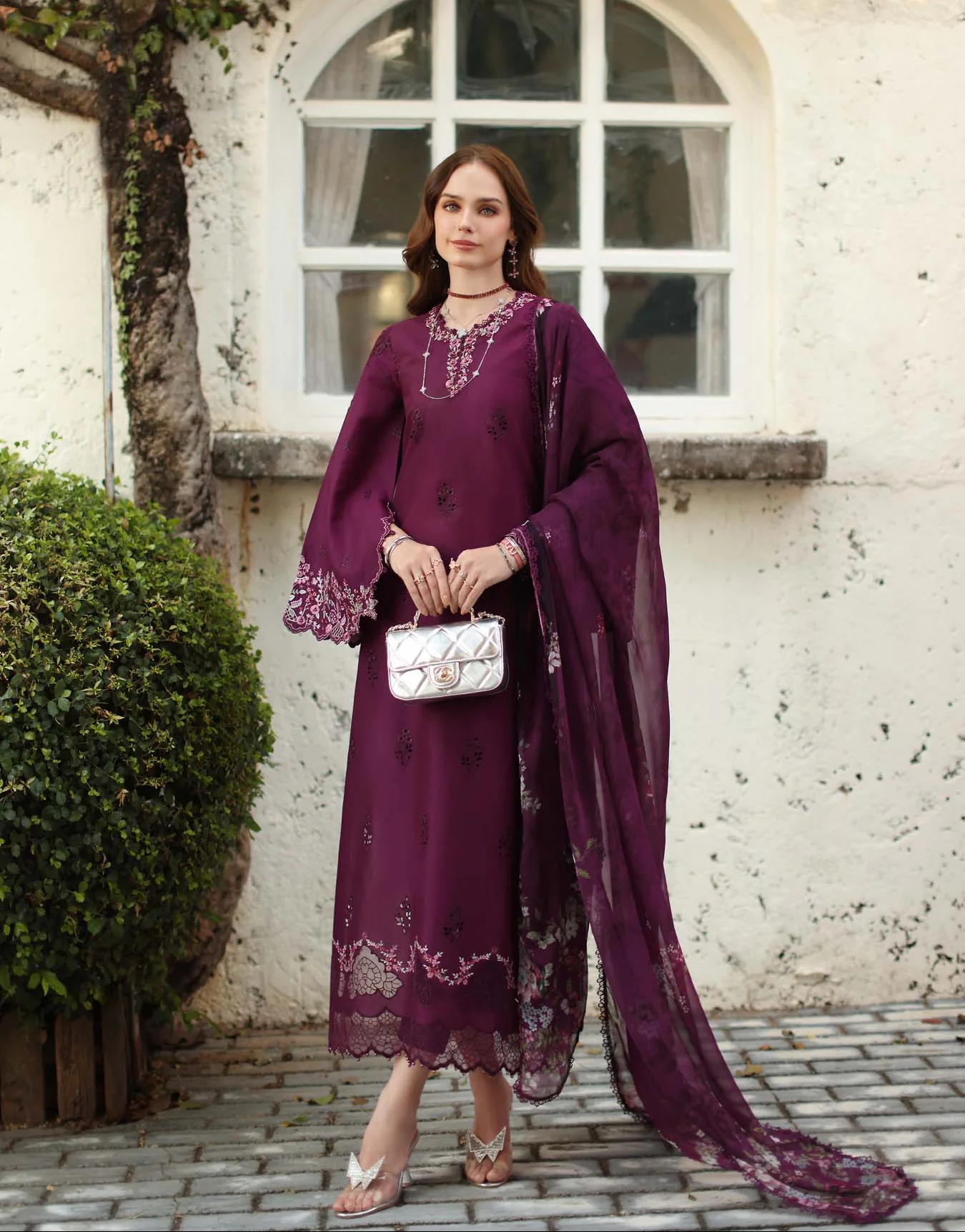 Saadia Asad Noor Luxe Chikankari Lawn – D1 - A - plumberry