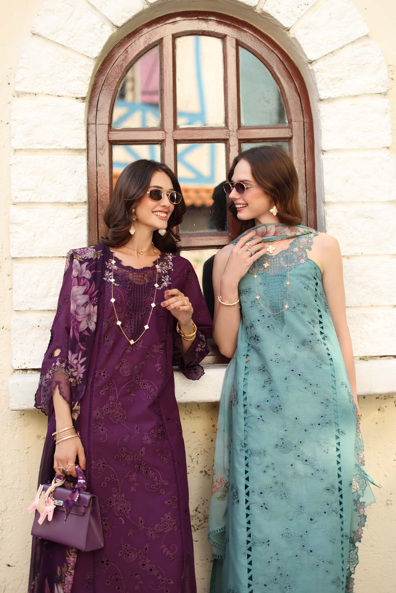 Saadia Asad Noor Luxe Chikankari Lawn – D5 - A - Itten Plum - Image 6