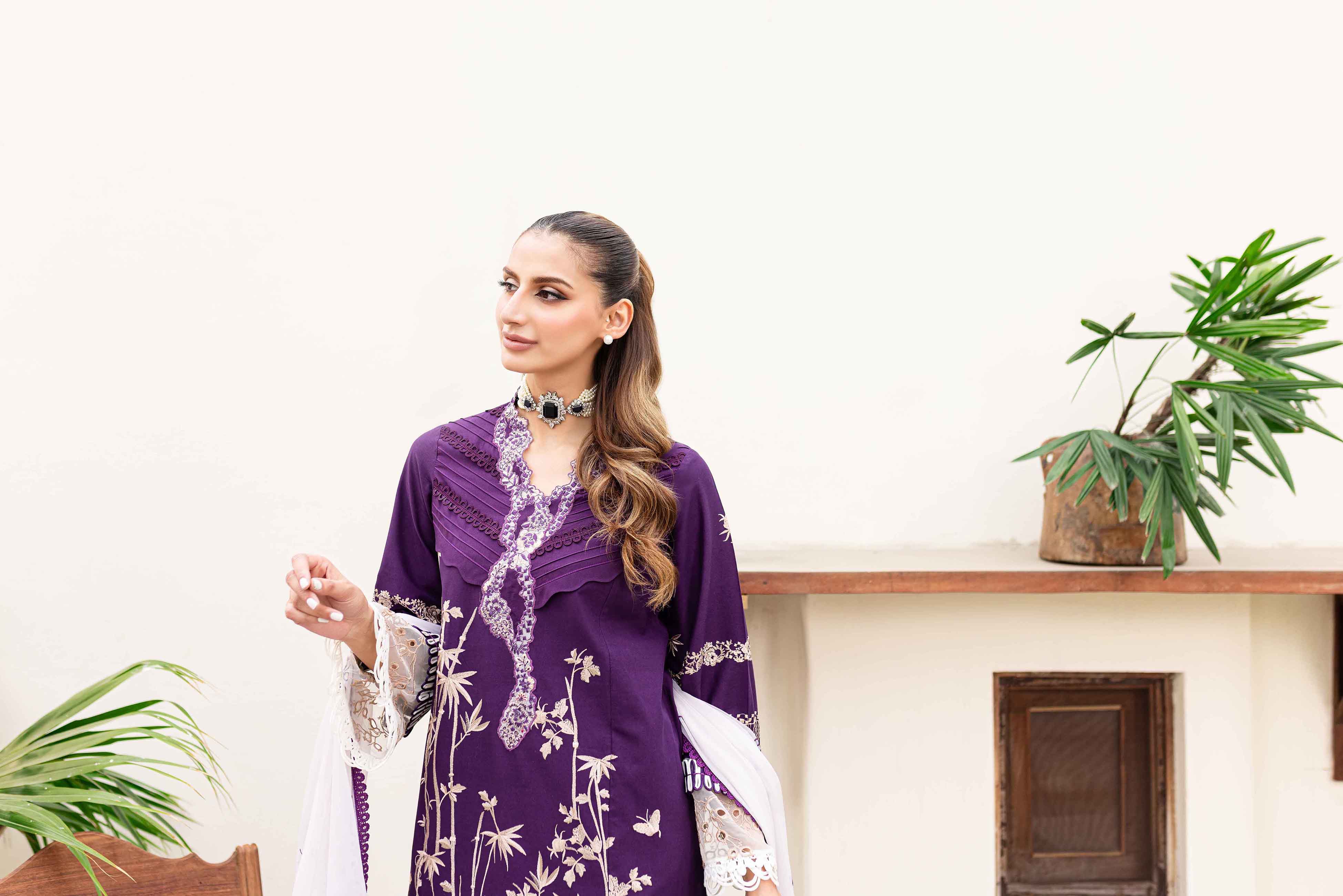 Sable Vogue Shiree Lawn Collection – Plum Orchid - Image 8