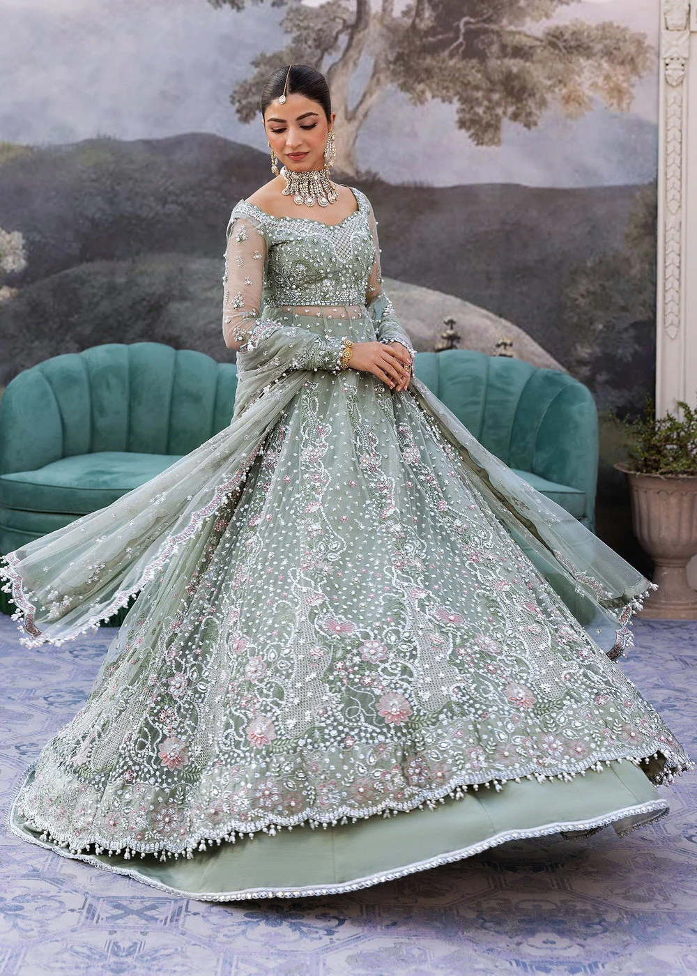 Sadaf Fawad Khan Siraa Luxury Festive Formals – Seafoam - Image 9