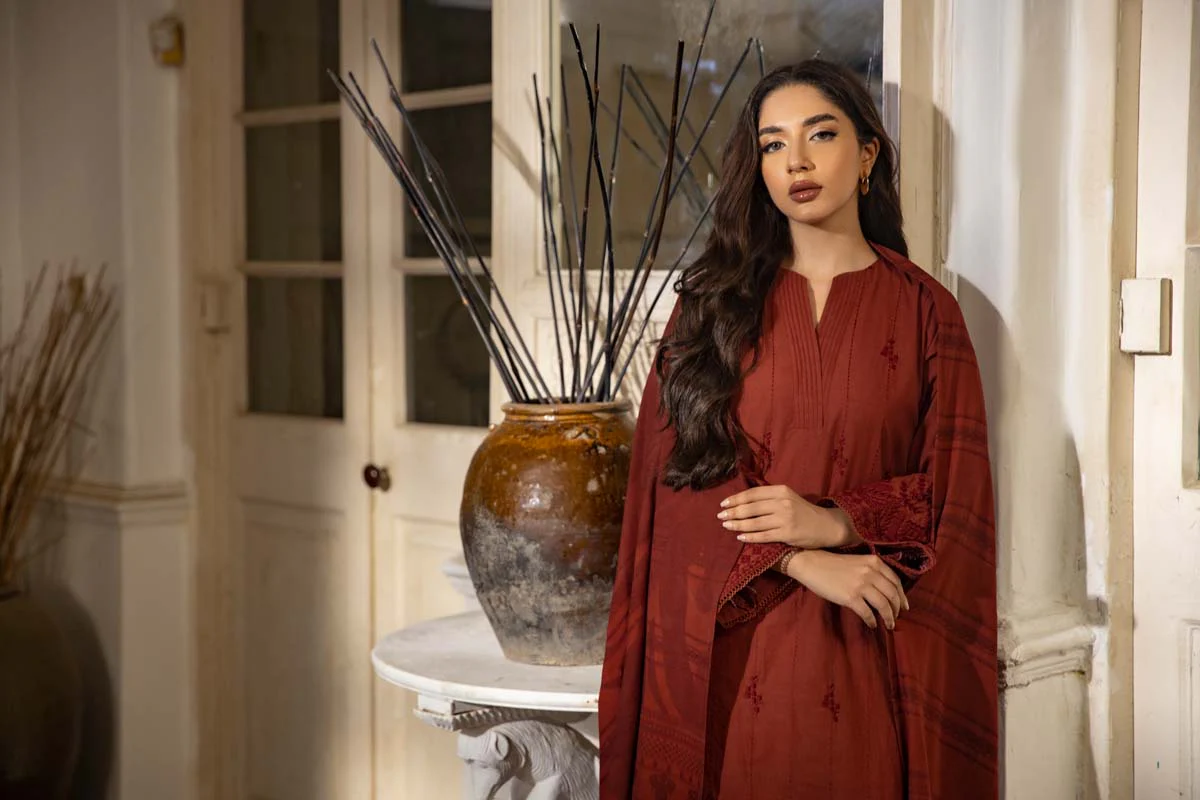 Sahar Embroidered Cross Hatch 3 Piece Collection – SD-V2-23-01 - Image 5