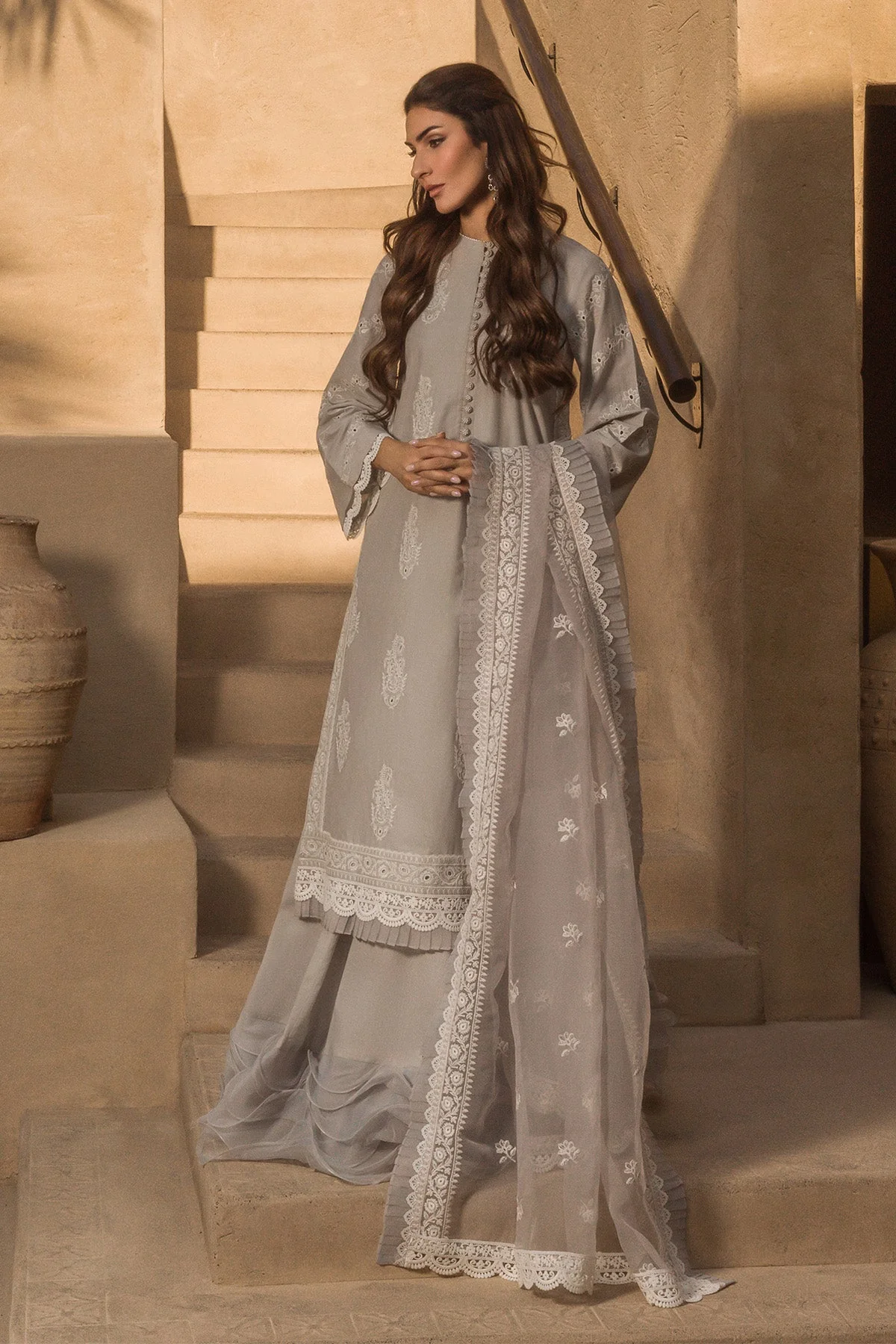 Sahar Mirage Luxury x Kiran Malik Lawn Collection – Chikankari 3 Piece-S24-CK-L1-01 - Image 2