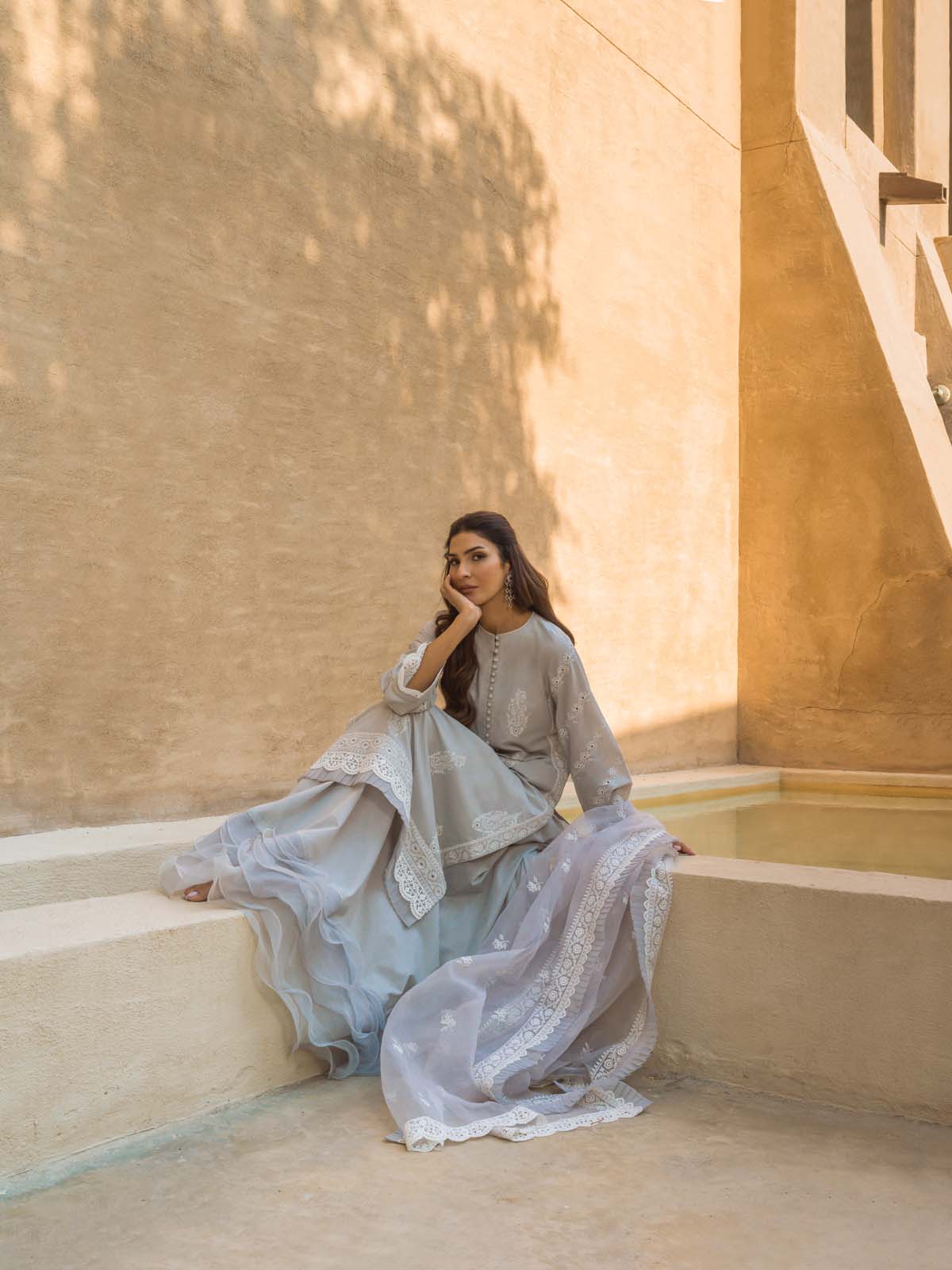 Sahar Mirage Luxury x Kiran Malik Lawn Collection – Chikankari 3 Piece-S24-CK-L1-01 - Image 3
