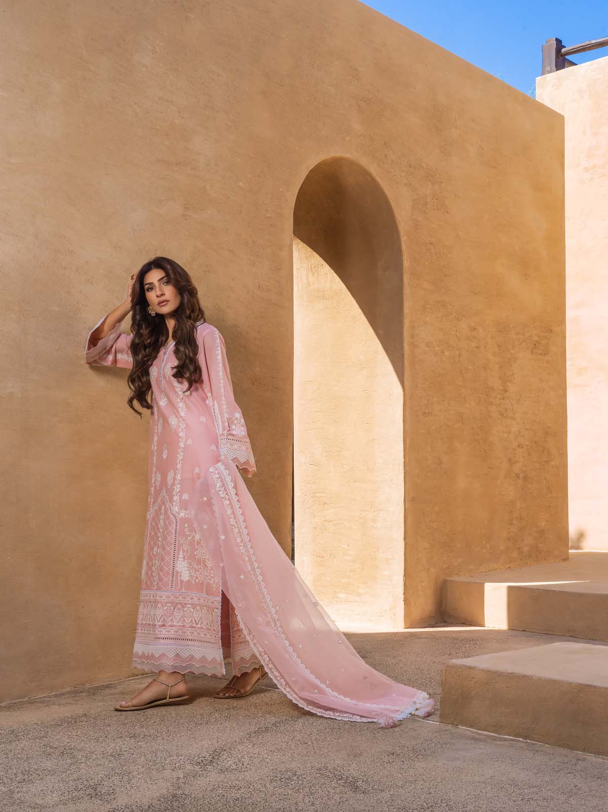 Sahar Mirage Luxury x Kiran Malik Lawn Collection – Chikankari 3 Piece-S24-CK-L1-06 - Image 5