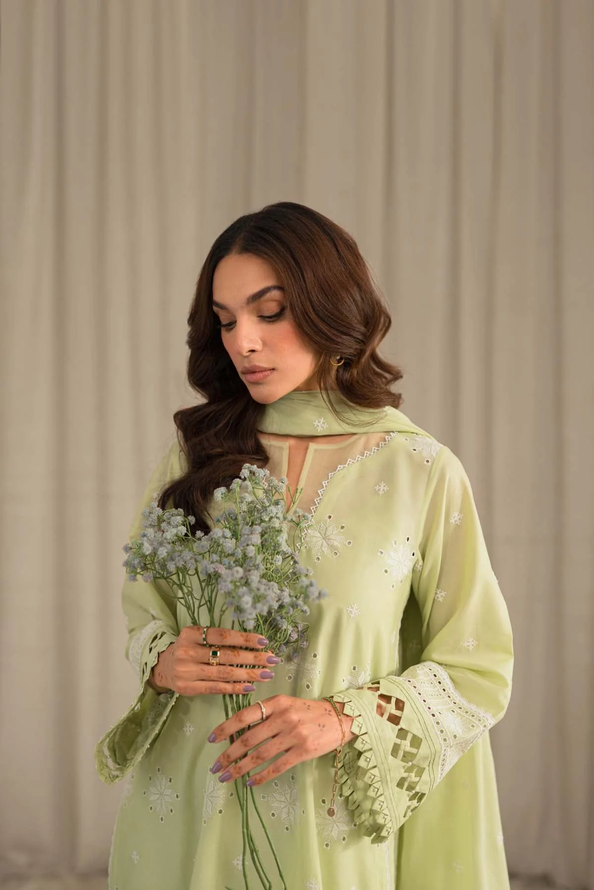 Sahar Mirage Luxury x Kiran Malik Lawn Collection – Chikankari 3 Piece-S24-CK-L1-08 - Image 3
