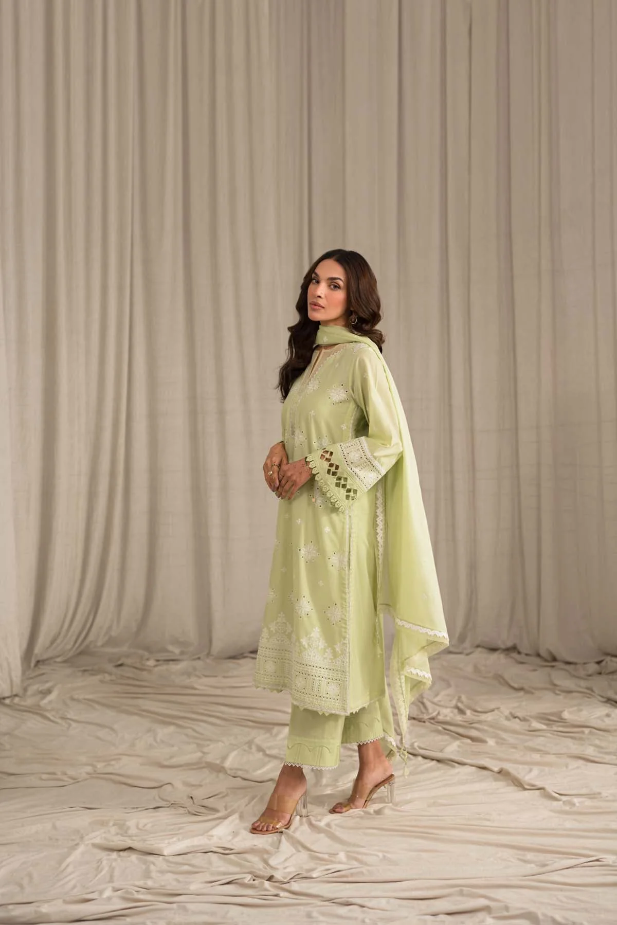 Sahar Mirage Luxury x Kiran Malik Lawn Collection – Chikankari 3 Piece-S24-CK-L1-08 - Image 4