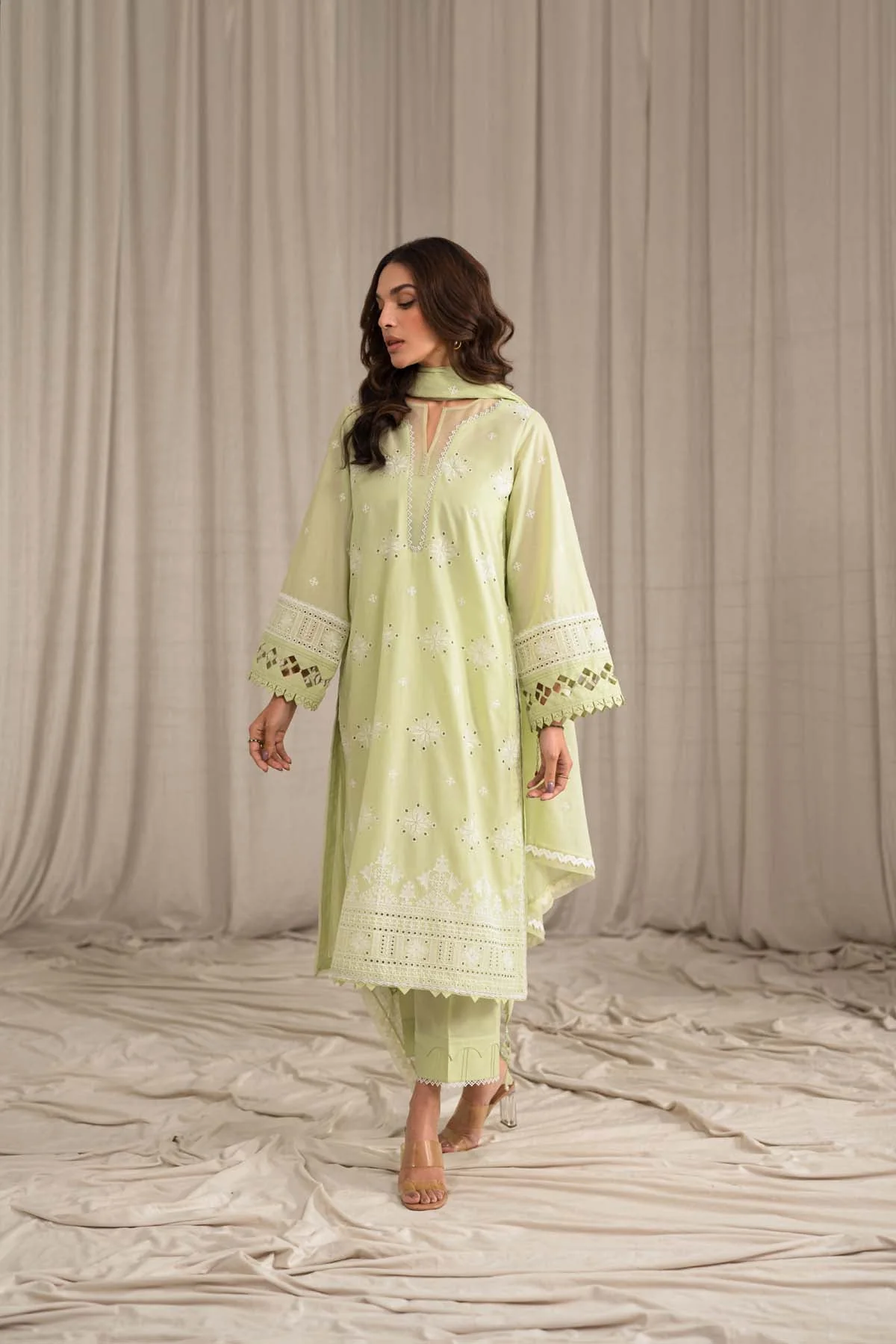 Sahar Mirage Luxury x Kiran Malik Lawn Collection – Chikankari 3 Piece-S24-CK-L1-08 - Image 5