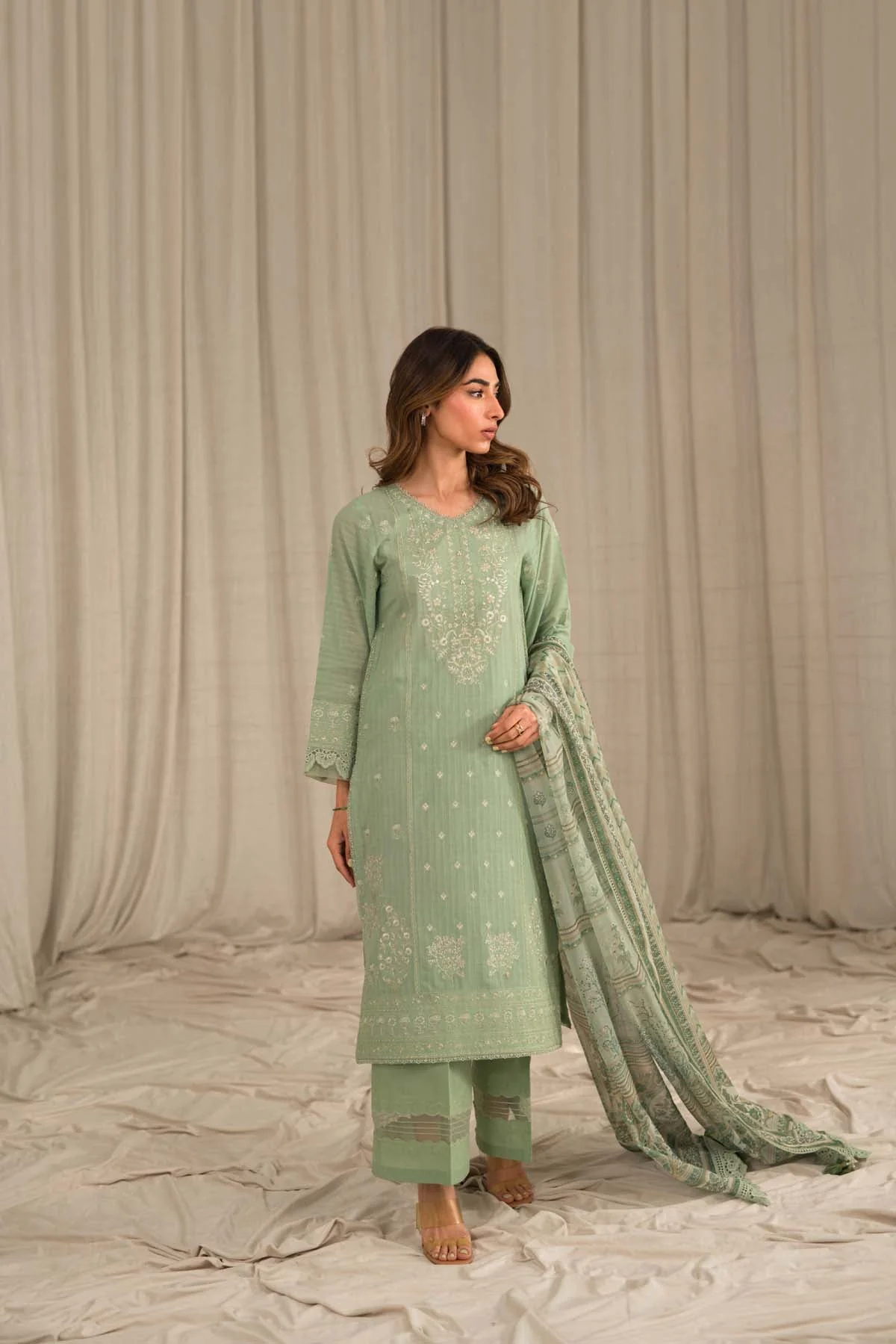 Sahar Mirage Luxury x Kiran Malik Lawn Collection – Textured Lawn 3 Piece (Embroidered)-S24-TL-L1-04 - Image 3