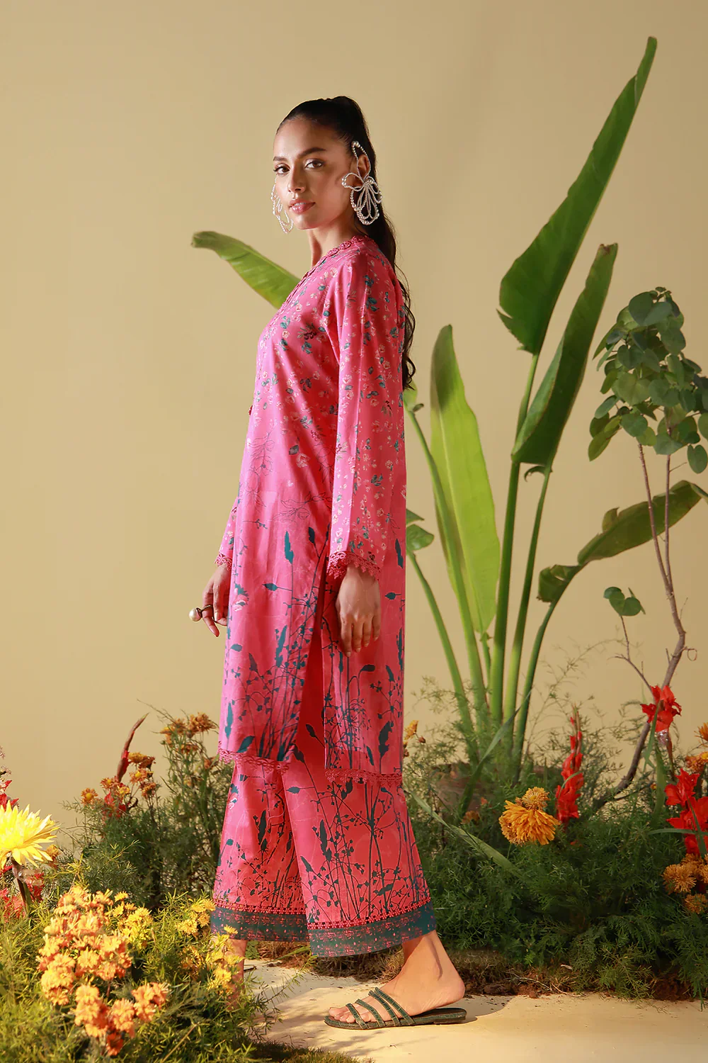 Sahar Mirha 2PC Lawn – Pink Poppy - Image 2