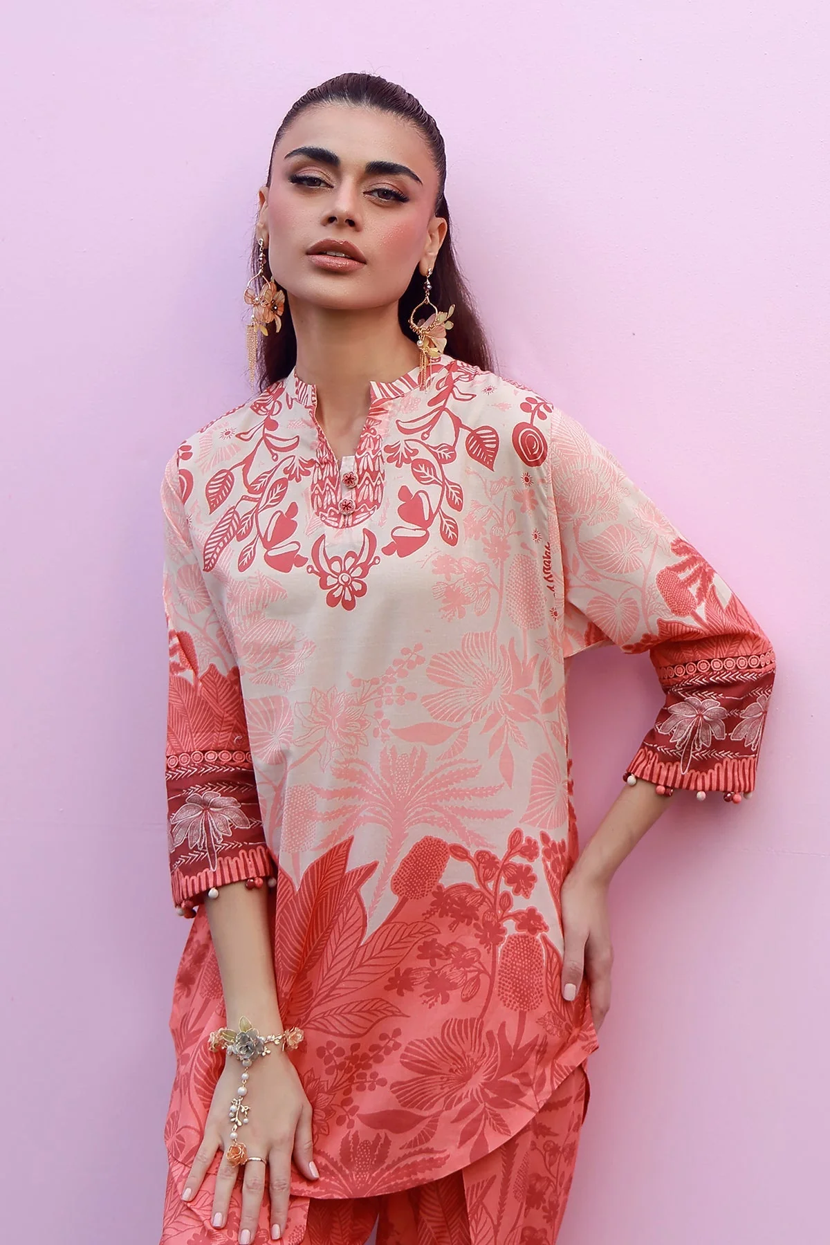 Sahar Mirha 2PC Lawn – Coral Silhouette - Image 2