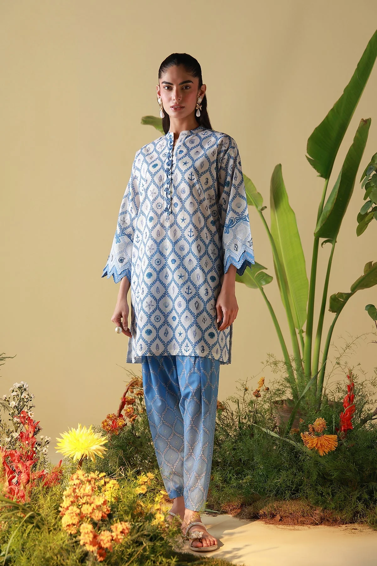 Sahar Mirha 2PC Lawn – Porcelain Geo - Image 7