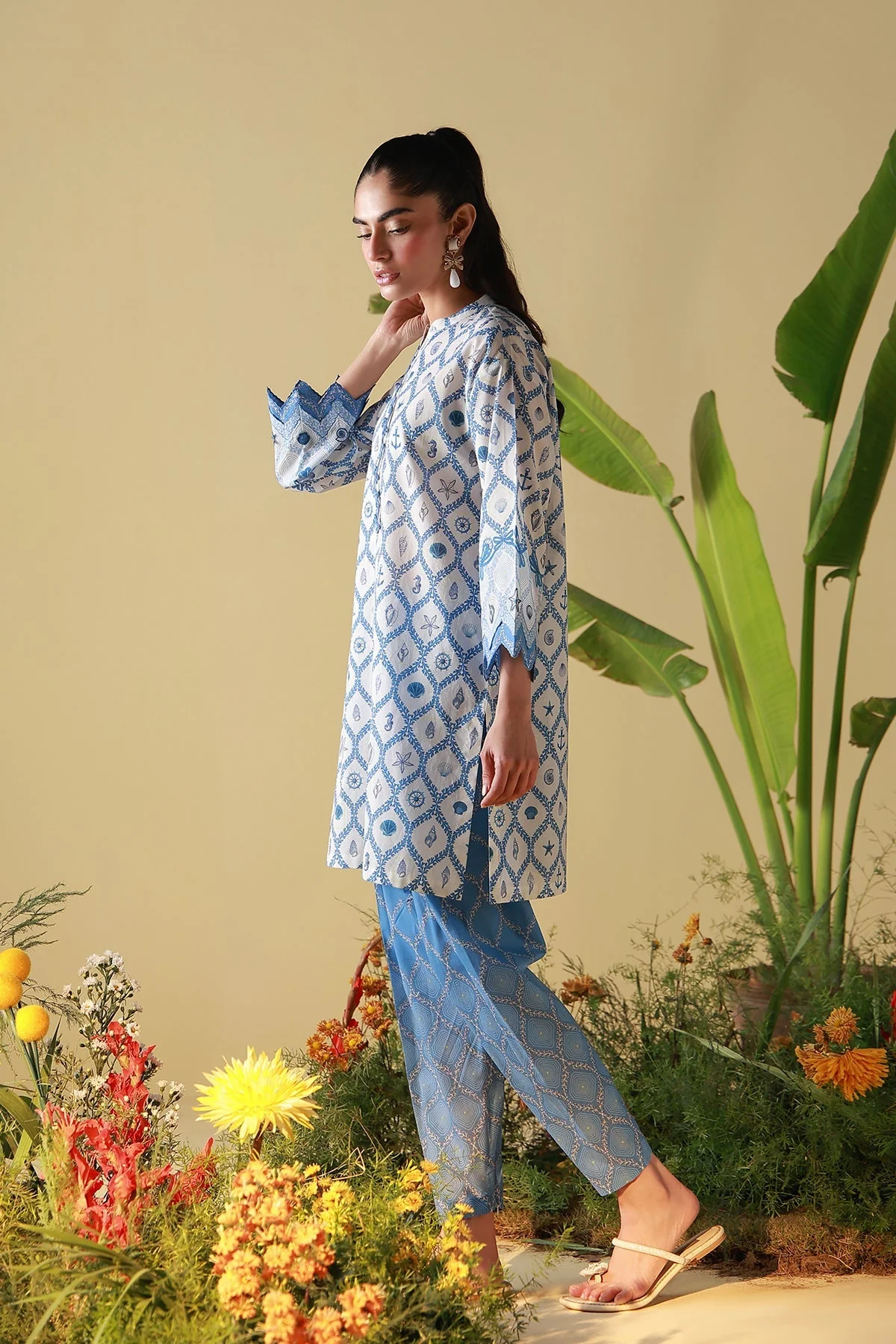 Sahar Mirha 2PC Lawn – Porcelain Geo - Image 8