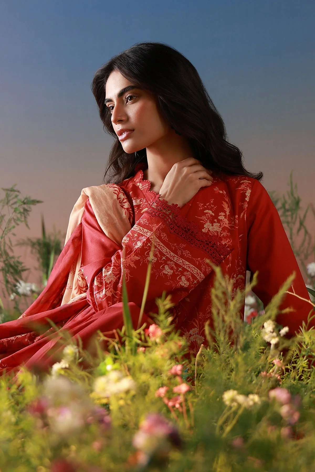 Sahar Mirha Lawn – Crimson Heirloom - Image 7