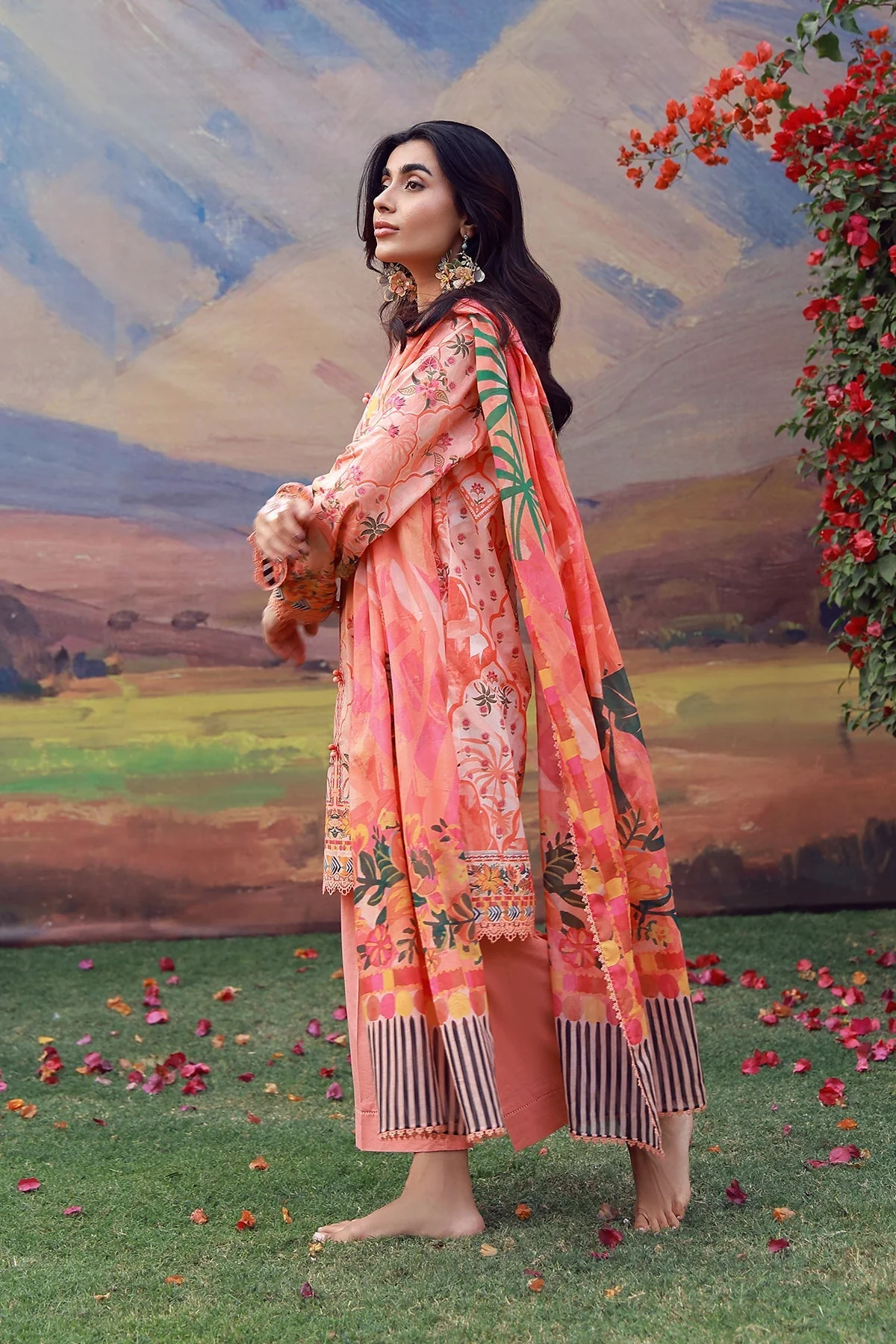 Sahar Mirha Lawn – Peachy Cascade - Image 8