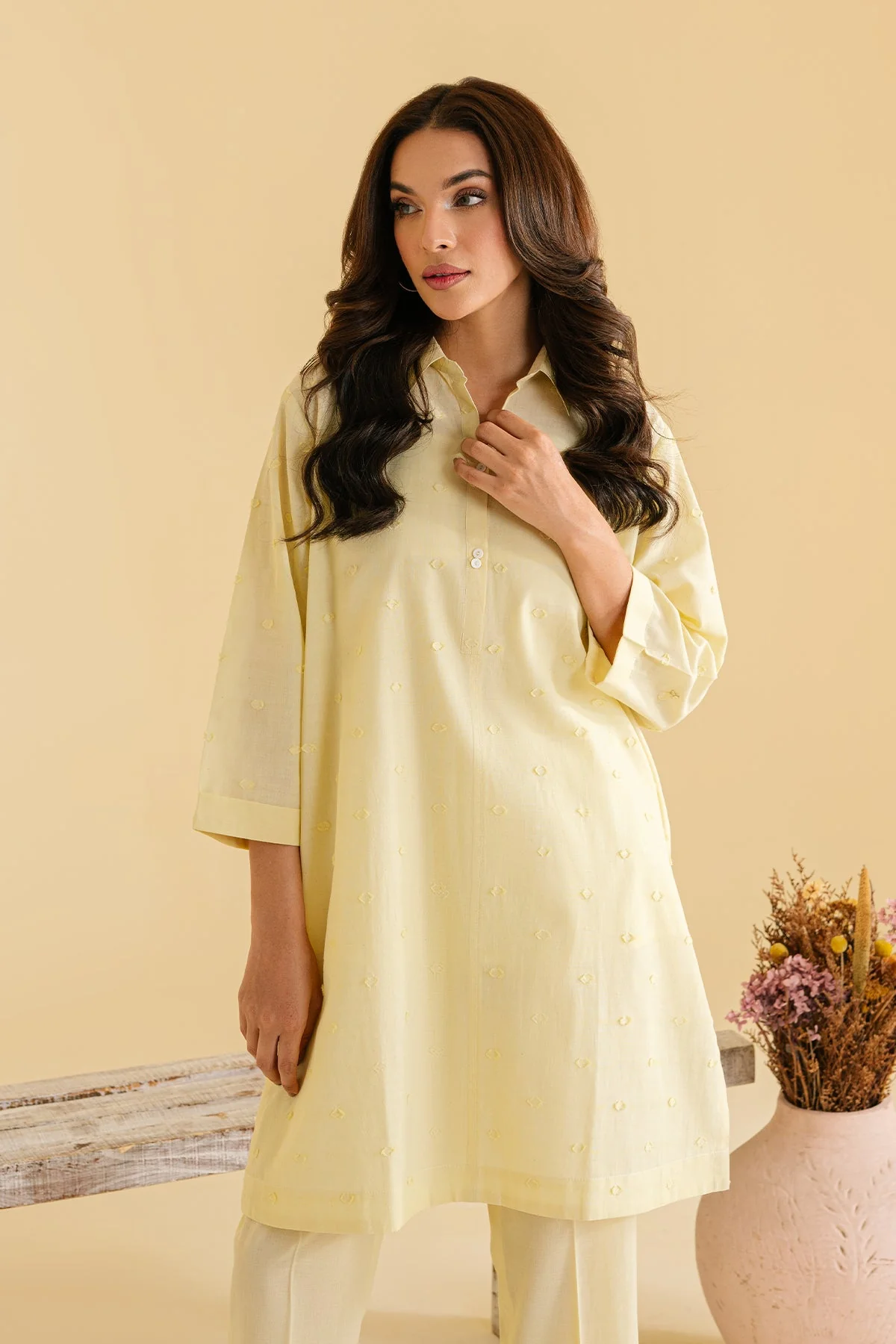 Sahar Pret/Stitched Lawn Jaquard Collection 2024 – Lemon Drop - Image 4