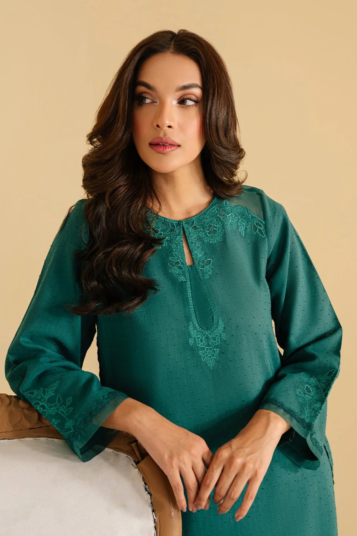 Sahar Pret/Stitched Monochrome Collection 2024 – Emerald Bliss - Image 2