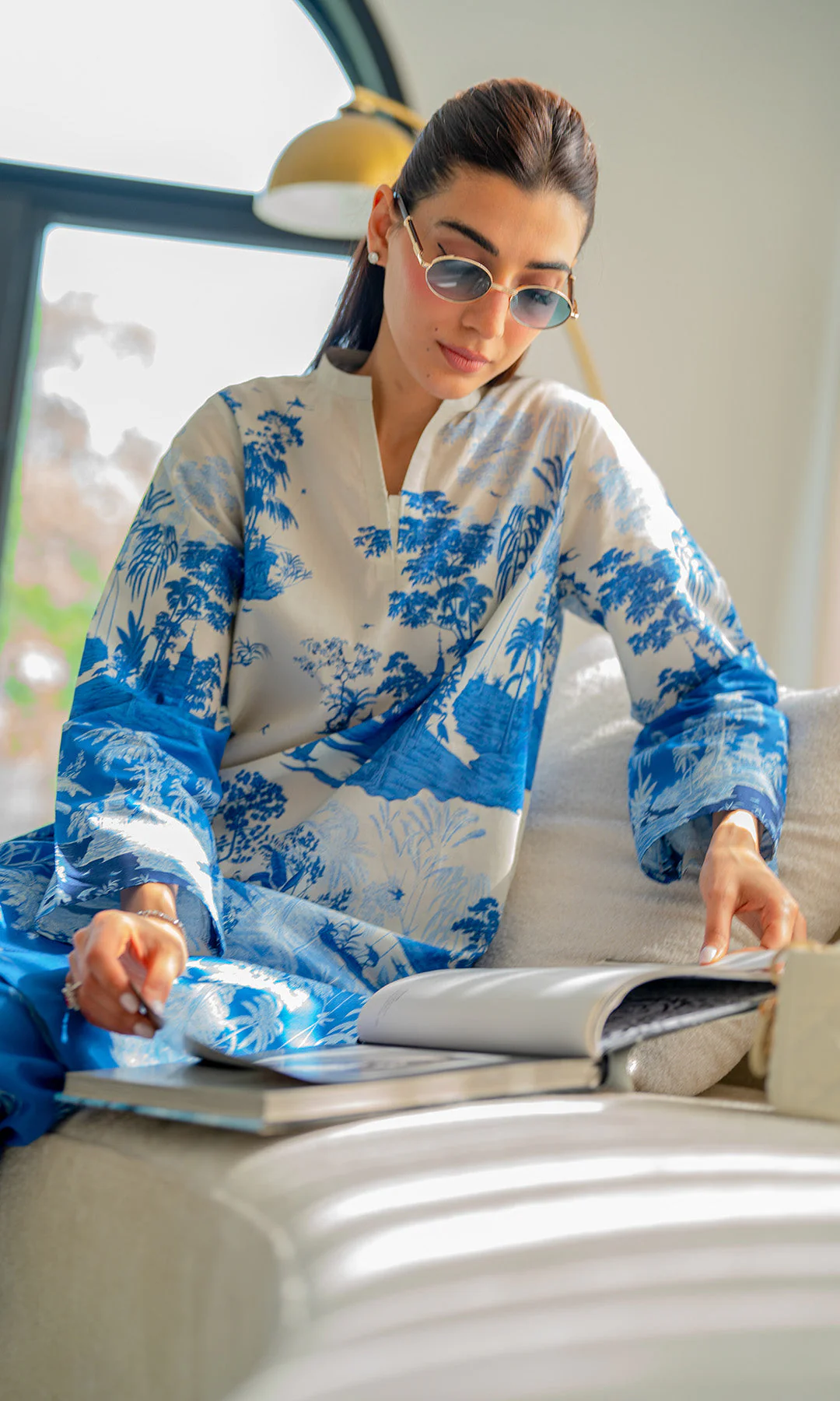 Sahar Selene Lawn 2pc – Vignettes in Blue - Image 13