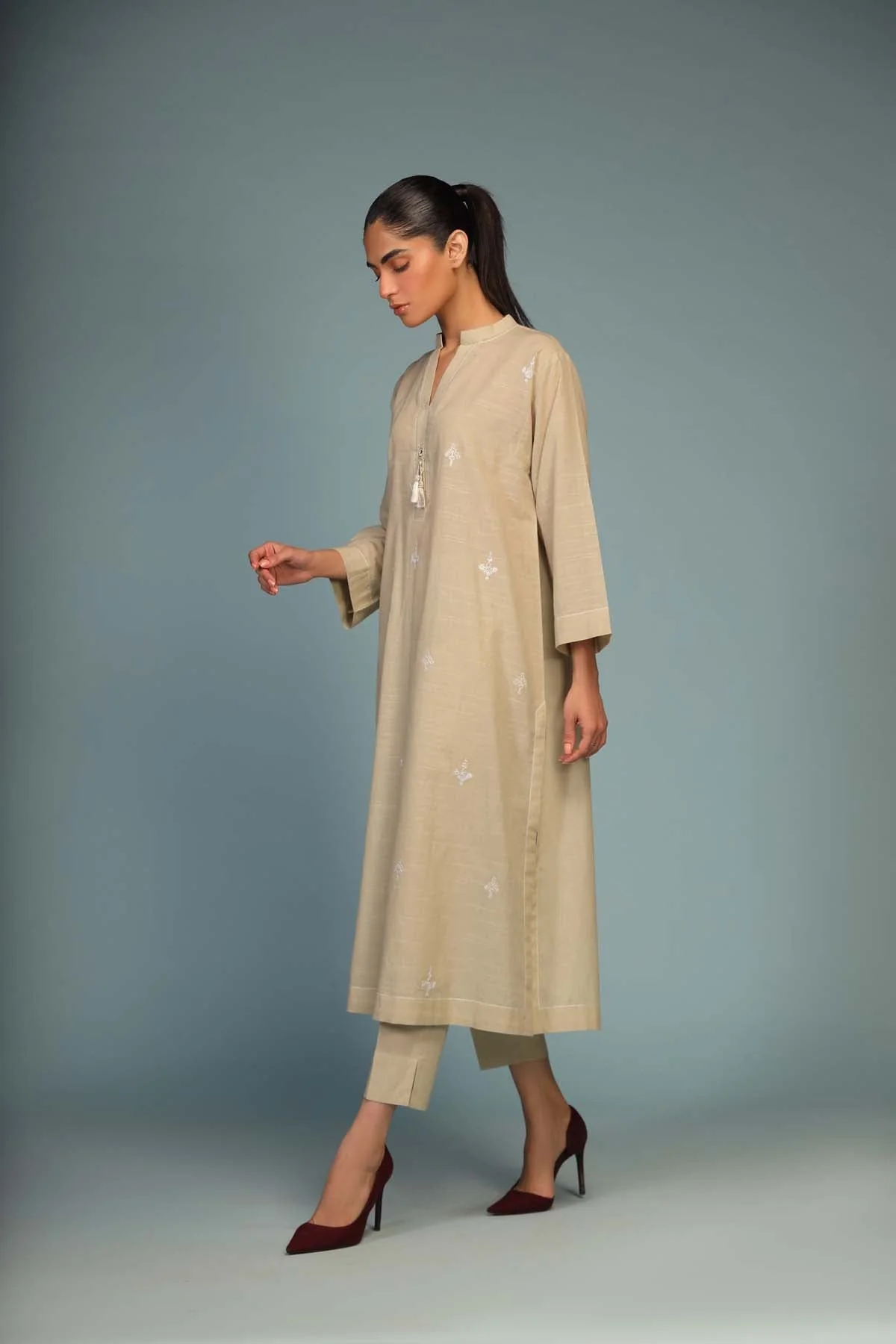 Sahar Stitched/Pret Shirt/Trouser Co-Ord Sets – Angelic Ivory - Image 3