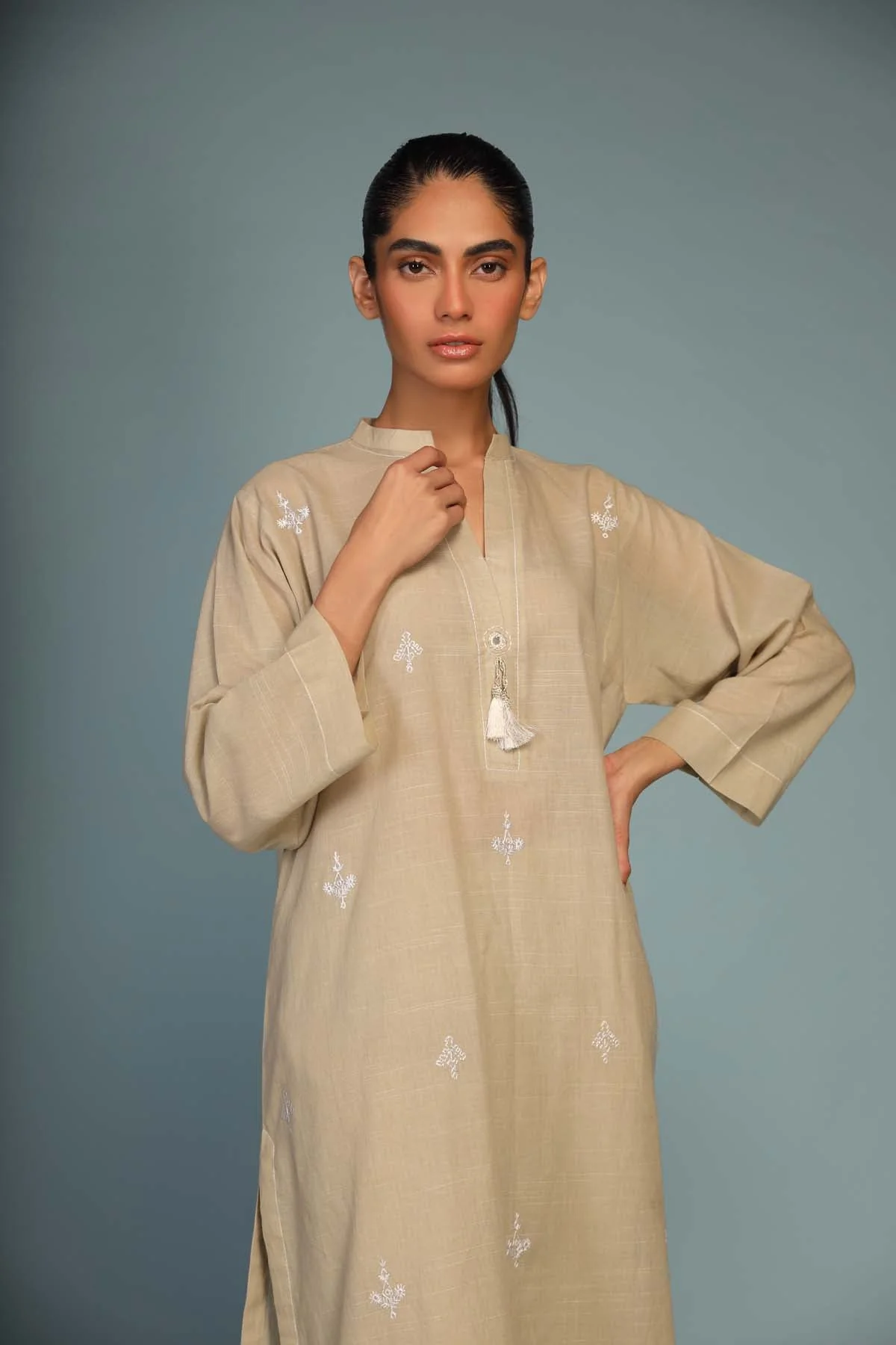 Sahar Stitched/Pret Shirt/Trouser Co-Ord Sets – Angelic Ivory - Image 4