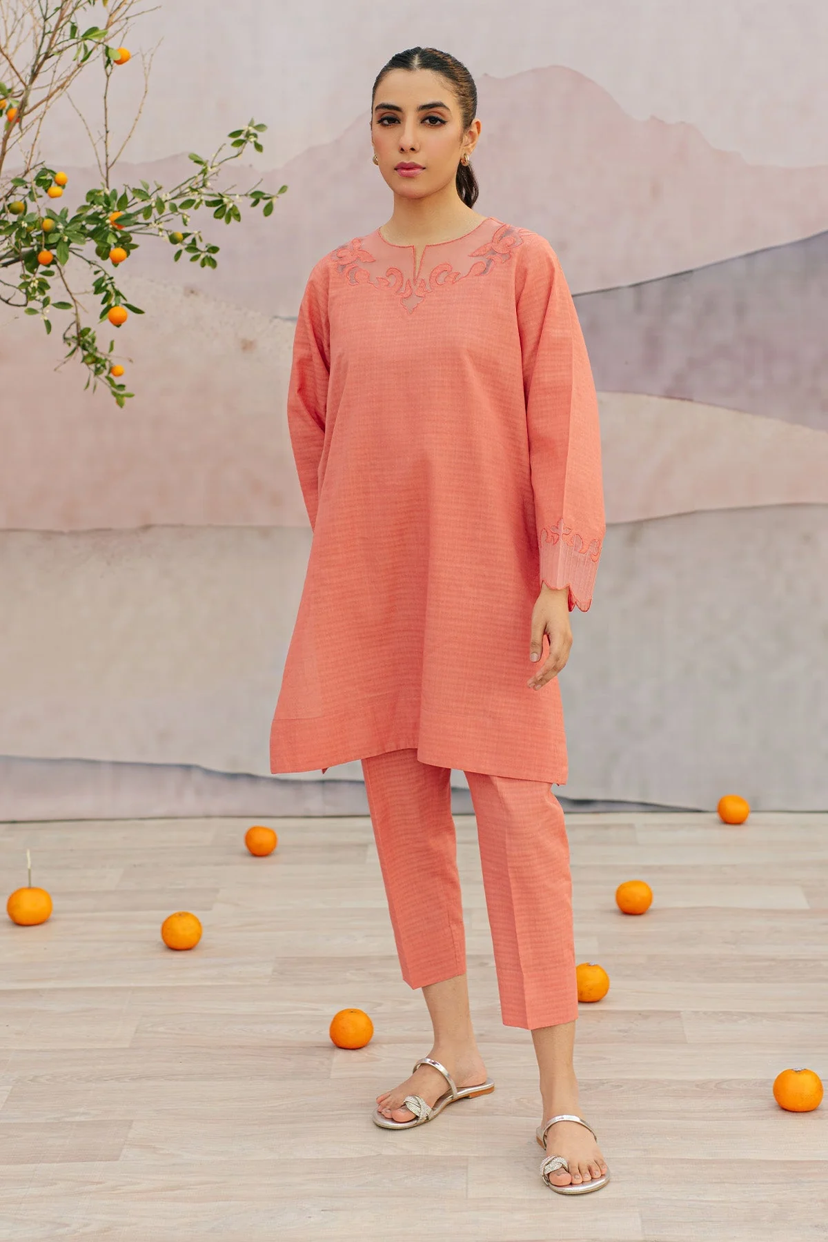 Sahar Stitched RTW Core Co-Ords – Melon Mist SSRB-RK-05 - Image 3