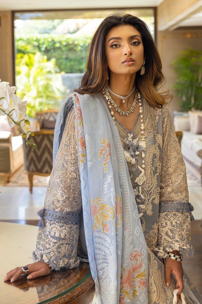 Sana Safinaz Luxury Lawn Collection 2022 – L221-015B-CV - Image 2