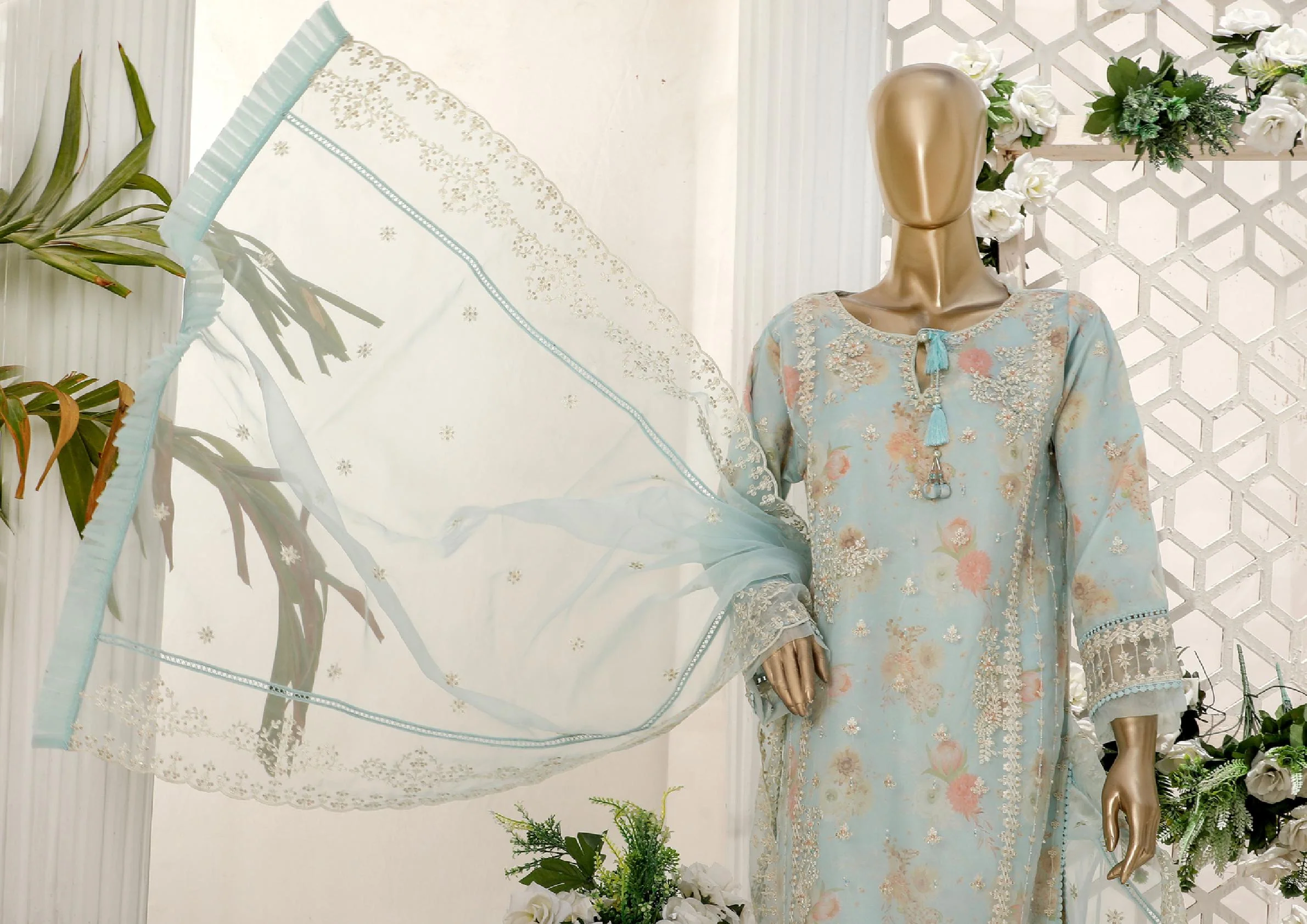 Shaahkaar by H.Z Textiles - Stitched/Pret Formal Collection – 129 Blue - Image 4