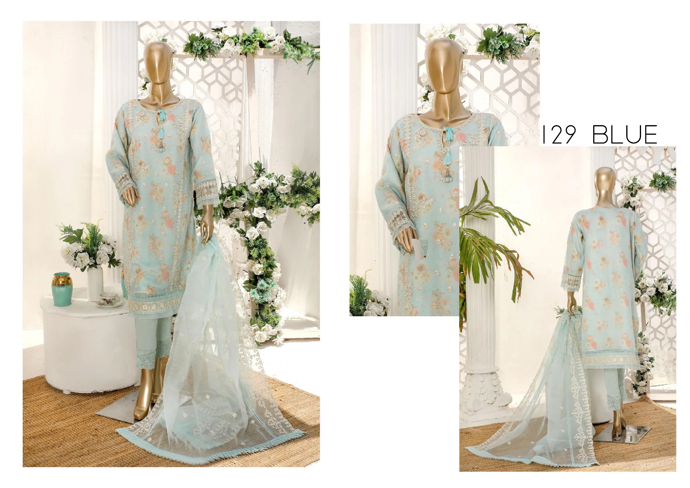 Shaahkaar by H.Z Textiles - Stitched/Pret Formal Collection – 129 Blue - Image 5