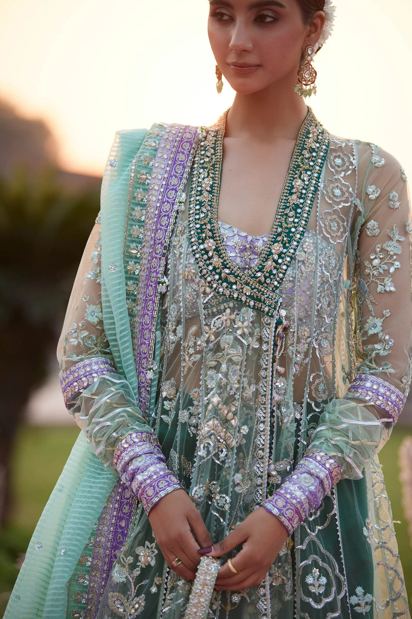 Zaha Gossamer Luxury Wedding Festive Formals – ZARQAH-E-PISTACHIO (ZC25-03) - Image 4