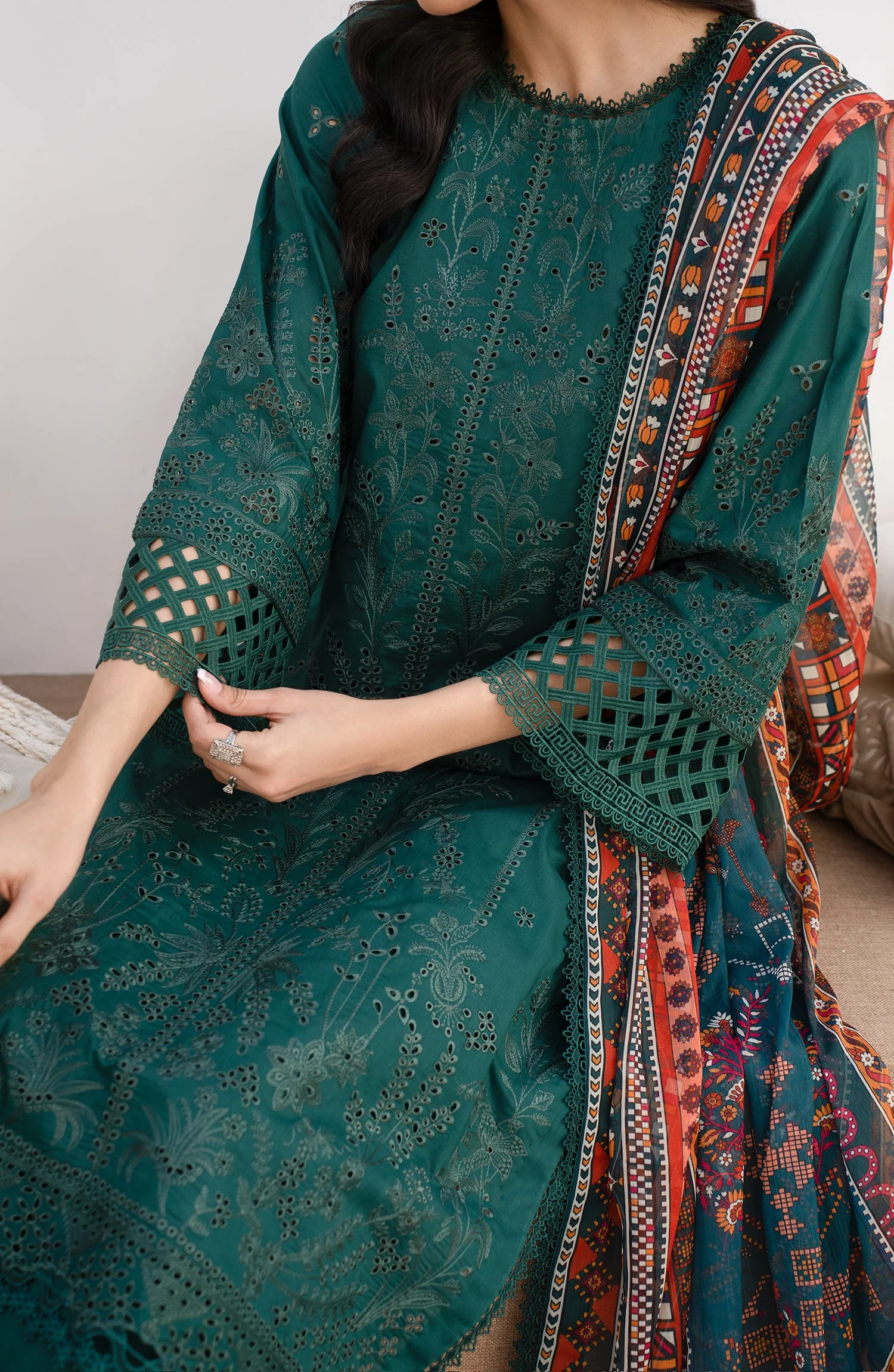 Zarif Eid Lawn Collection 2024 – ZL 01 Maple - Image 9