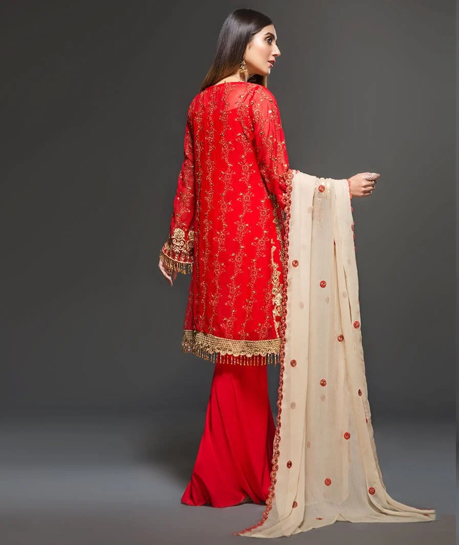 Zarif Embroidered Chiffon Collection 2019 – Fuchsia - Image 3