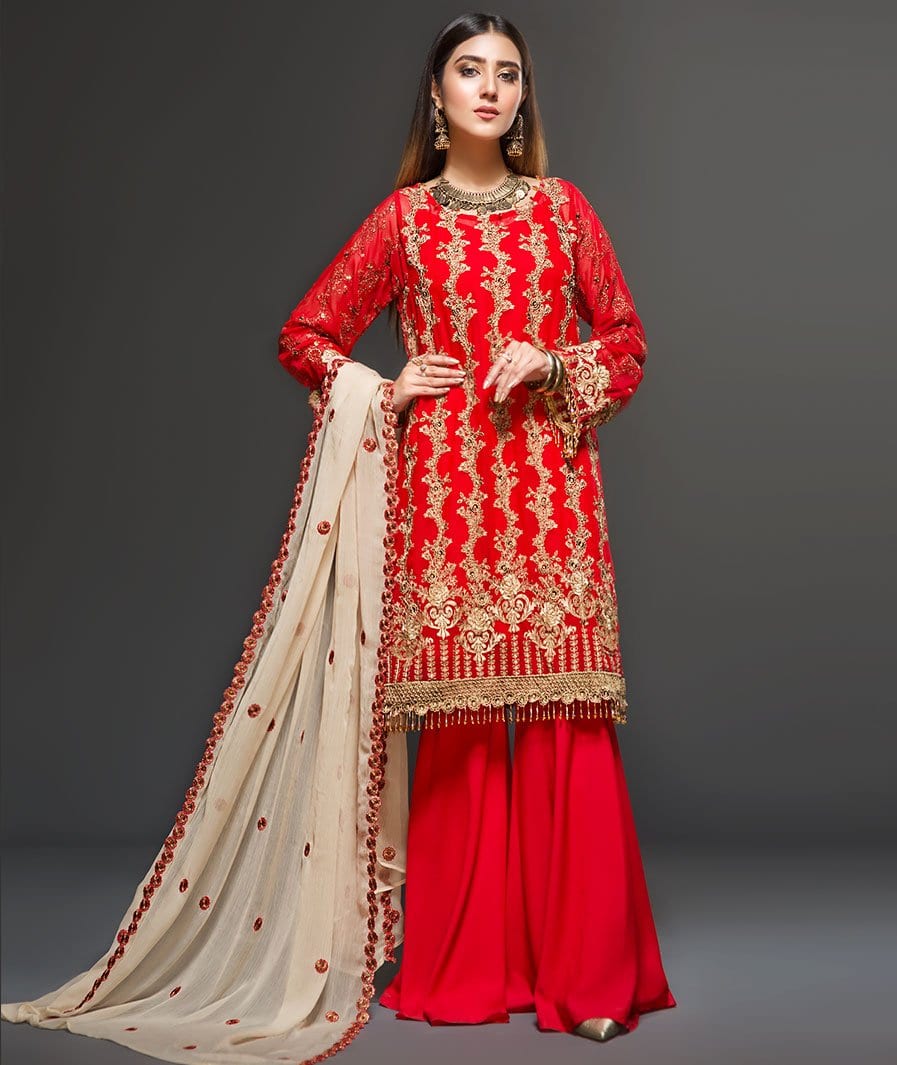 Zarif Embroidered Chiffon Collection 2019 – Fuchsia - Image 4