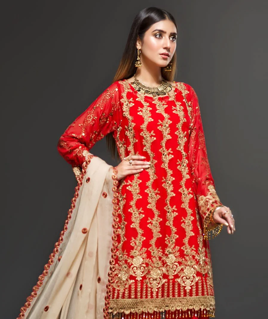 Zarif Embroidered Chiffon Collection 2019 – Fuchsia - Image 5