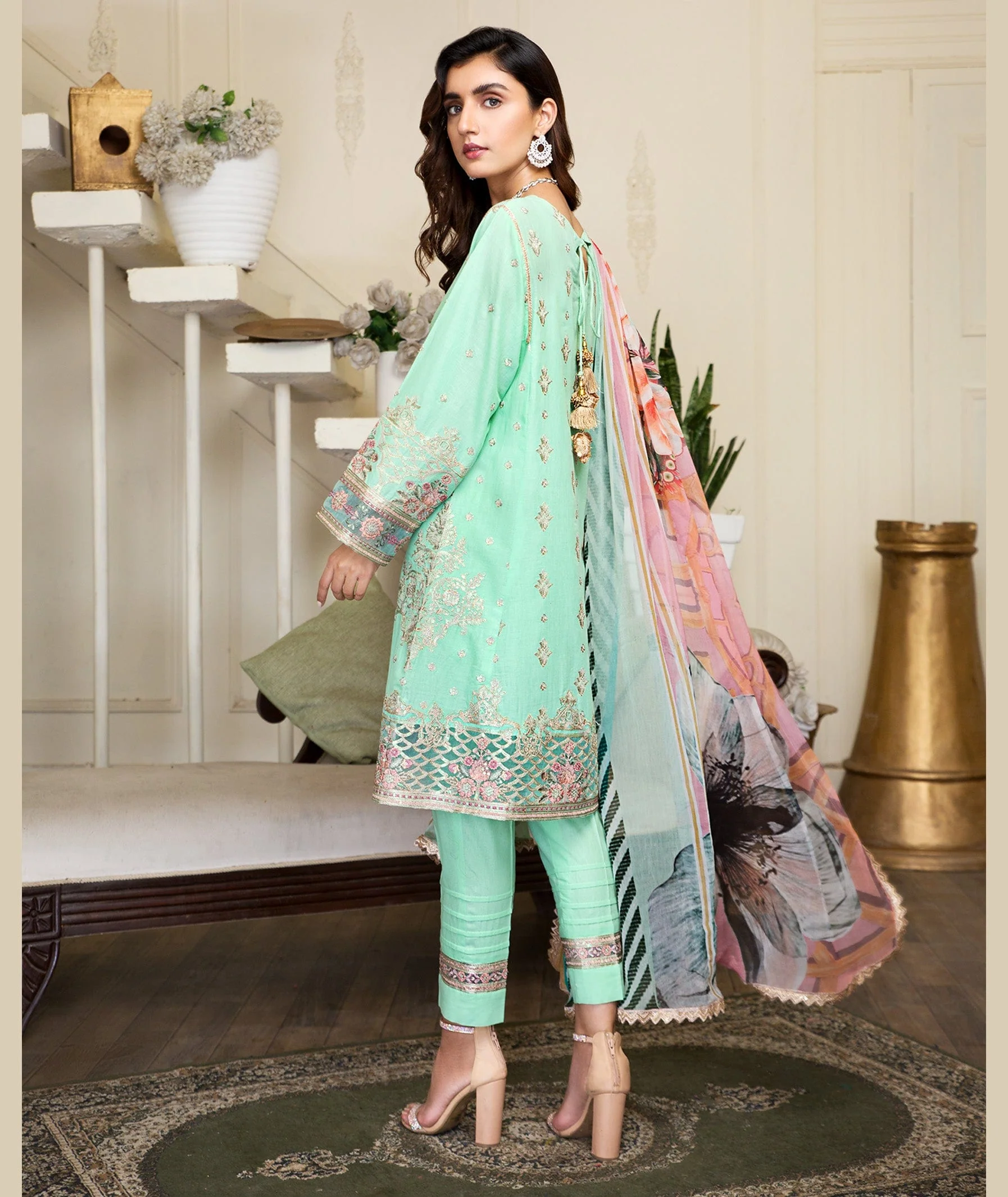 Zarif Festive Eid Lawn Collection – MIST GREEN - Image 2