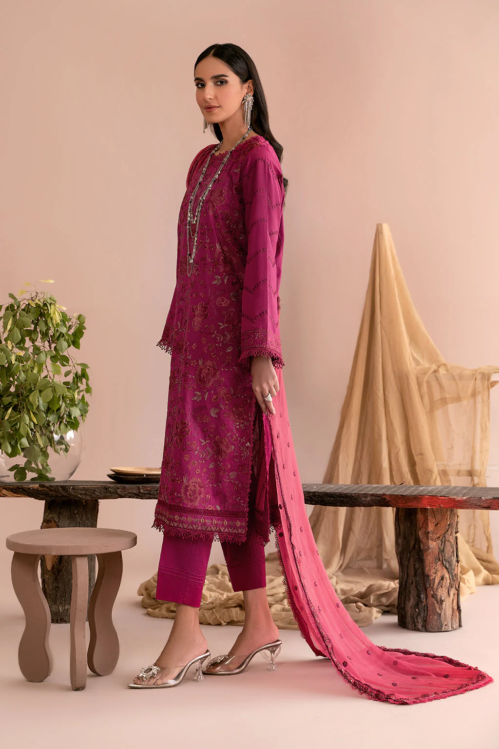 Zarif Festive Eid Lawn Collection – ZEA-02 FUCSHIA - Image 6