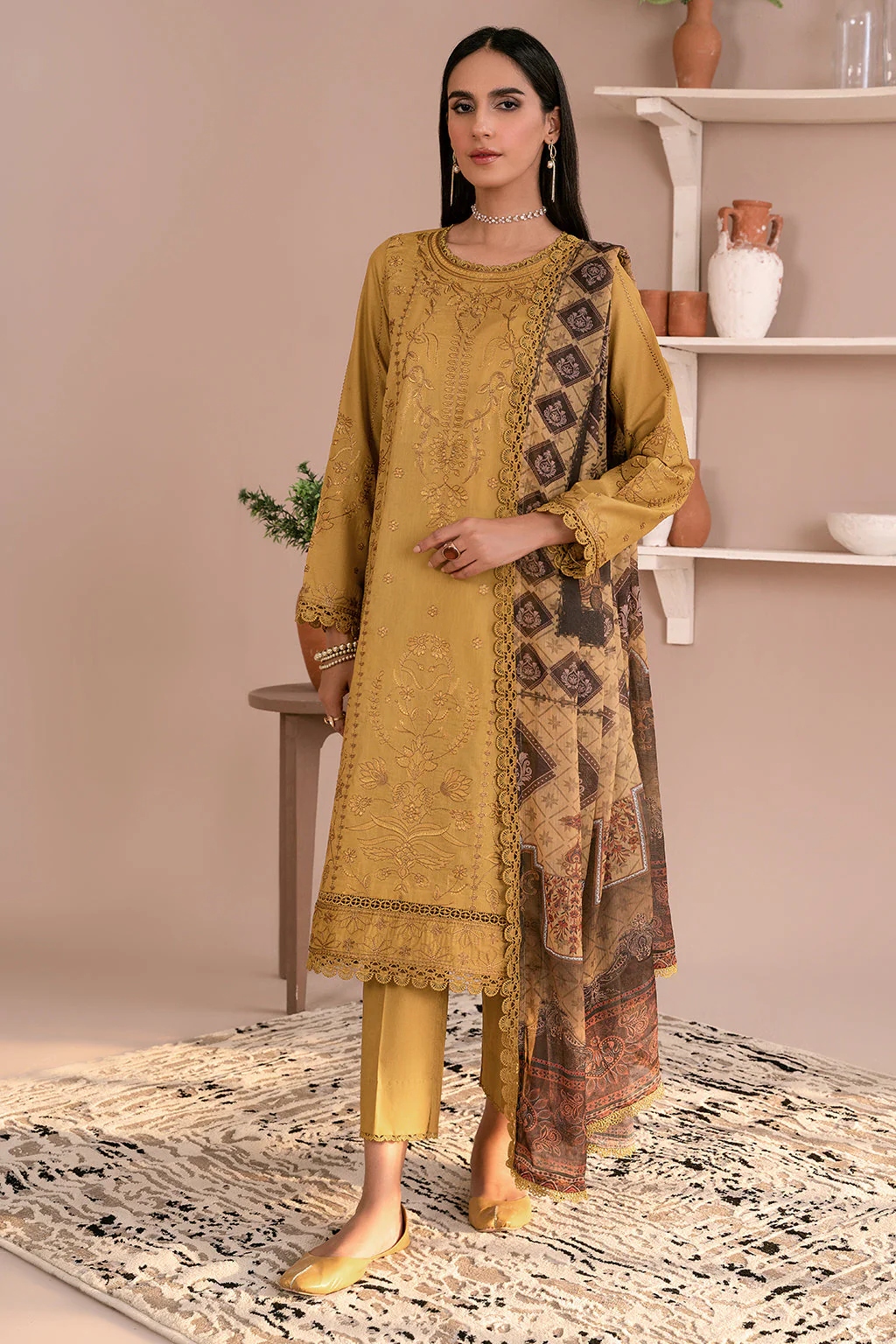 Zarif Festive Eid Lawn Collection – ZEA-03 HONEY - Image 6
