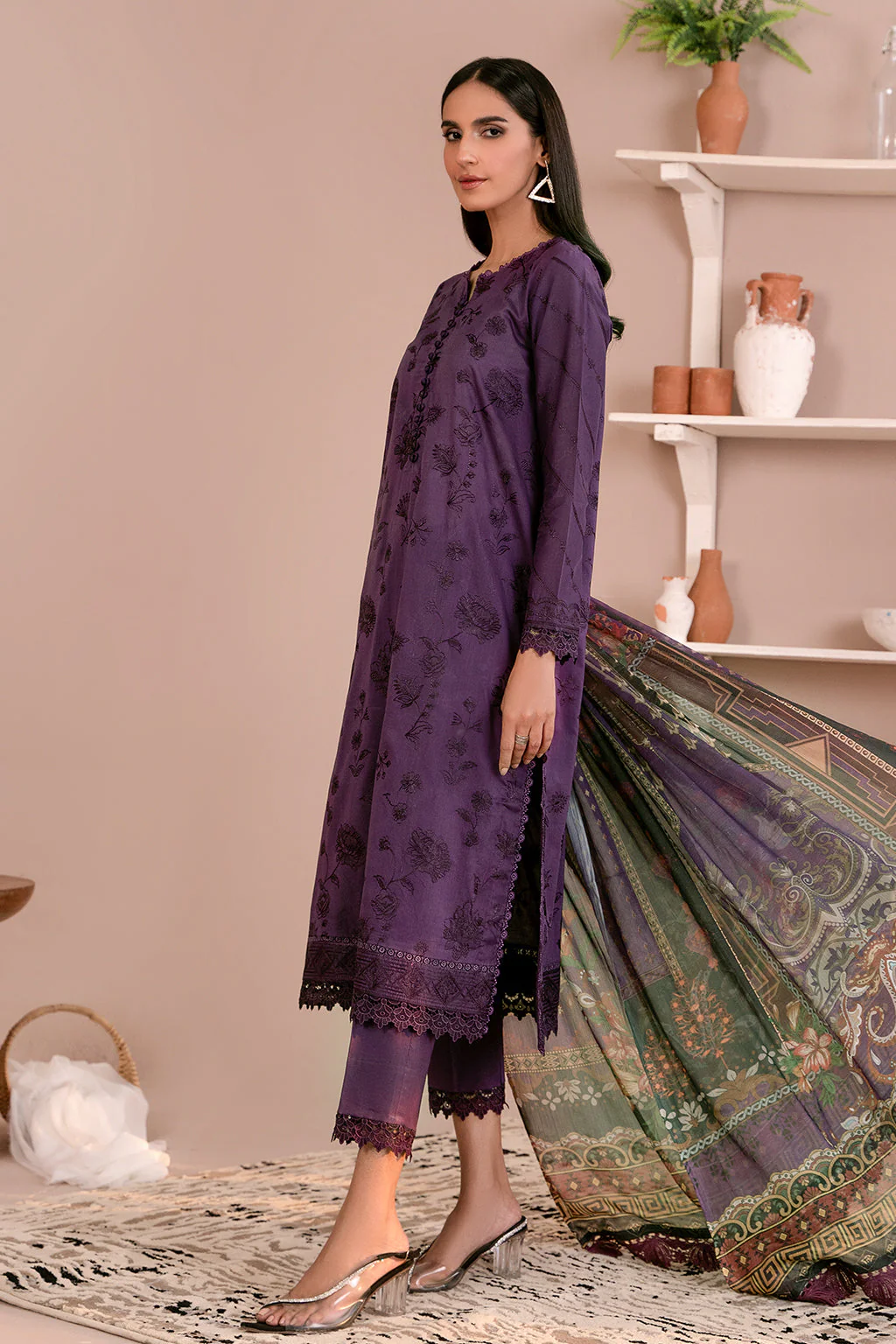 Zarif Festive Eid Lawn Collection – ZEA-08 LILAH - Image 6