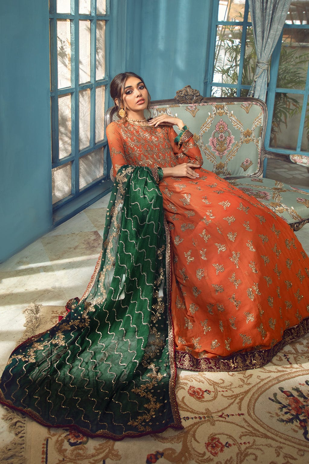 Zarif Rangrez Festive Chiffon Collection 2022 – Rust - Image 2