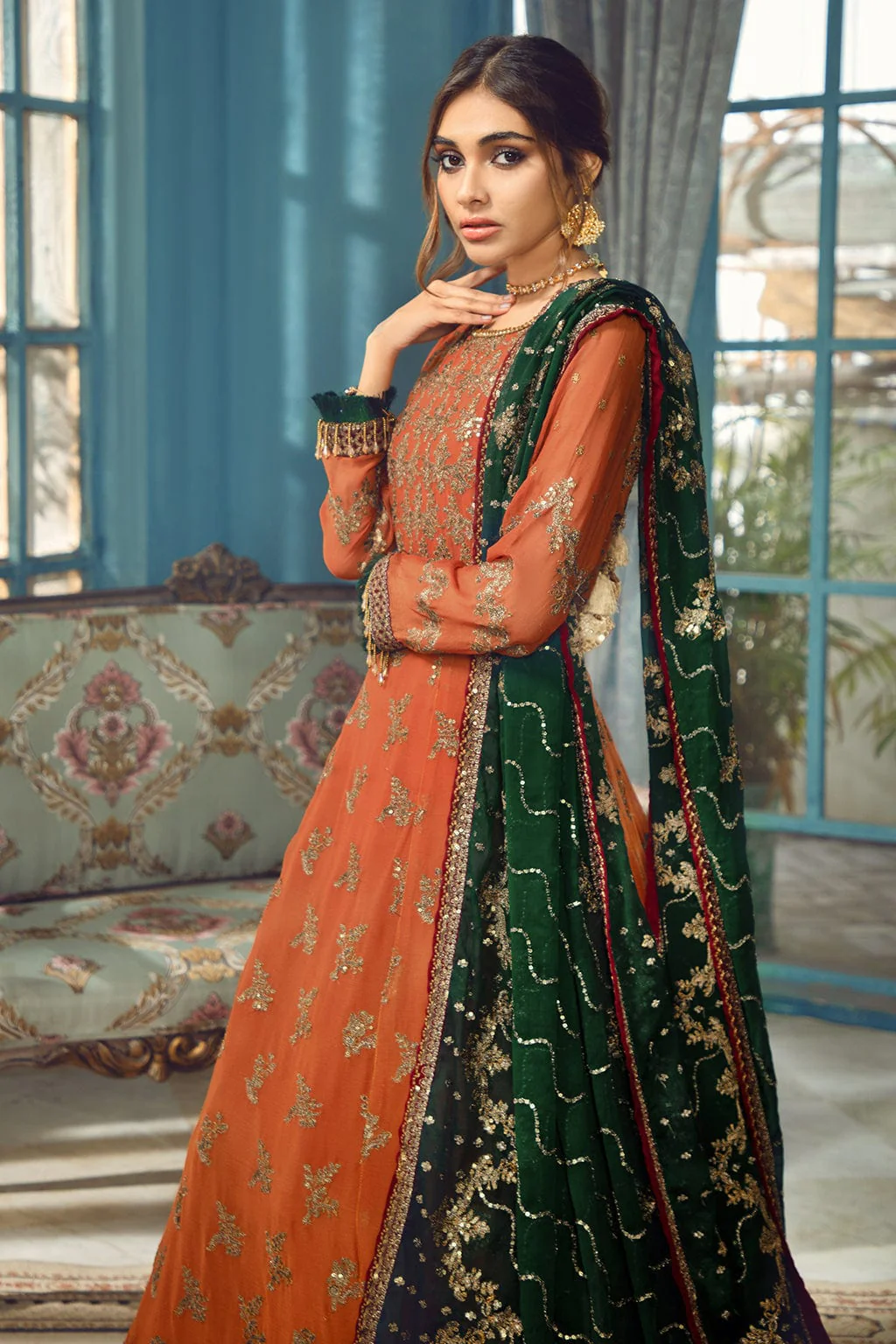 Zarif Rangrez Festive Chiffon Collection 2022 – Rust - Image 3